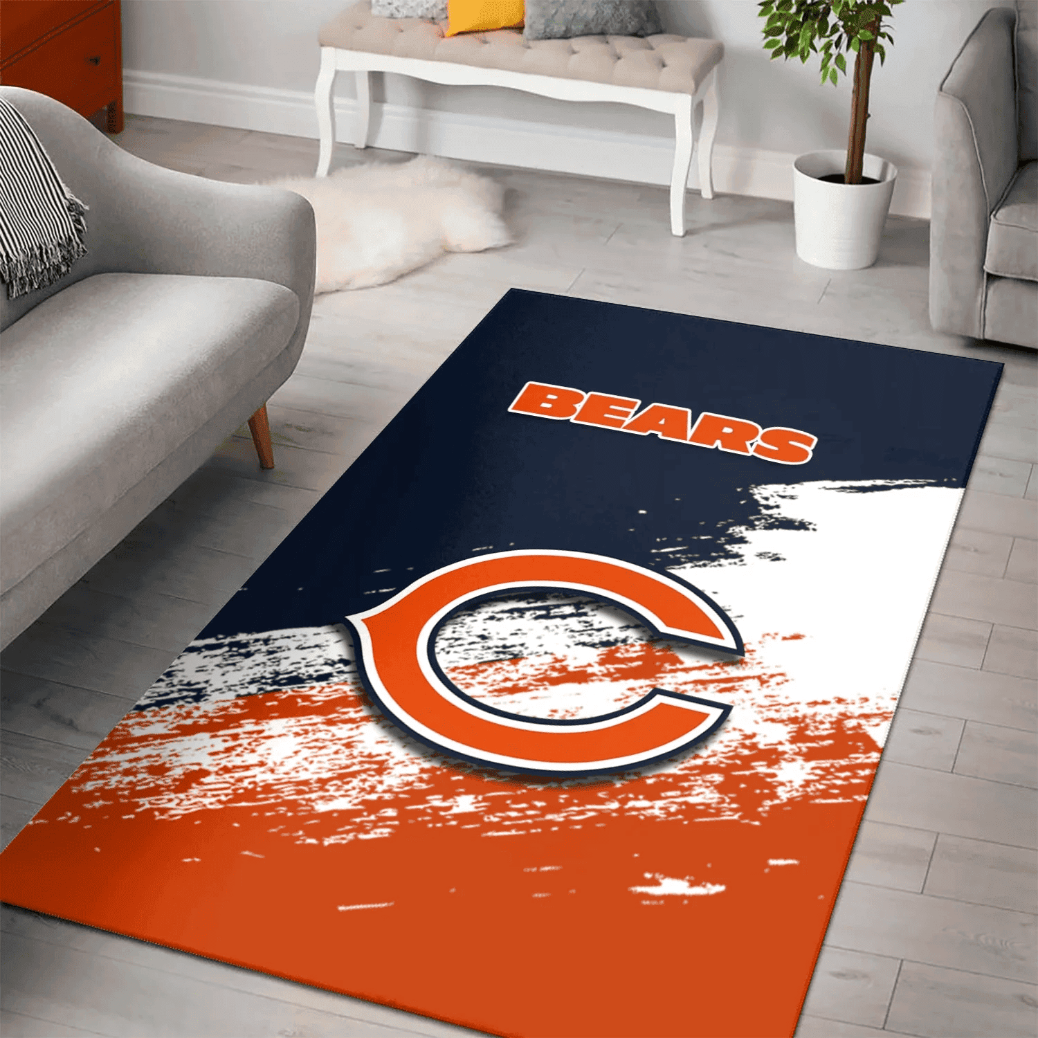 Chicago Bears Rectangle Area Rug – Full Print Carpet For Living Room & Bedroom Home Decor