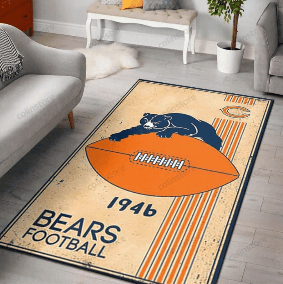 Chicago Bears Rectangle Area Rug – Full Print Carpet For Living Room & Bedroom Home Decor