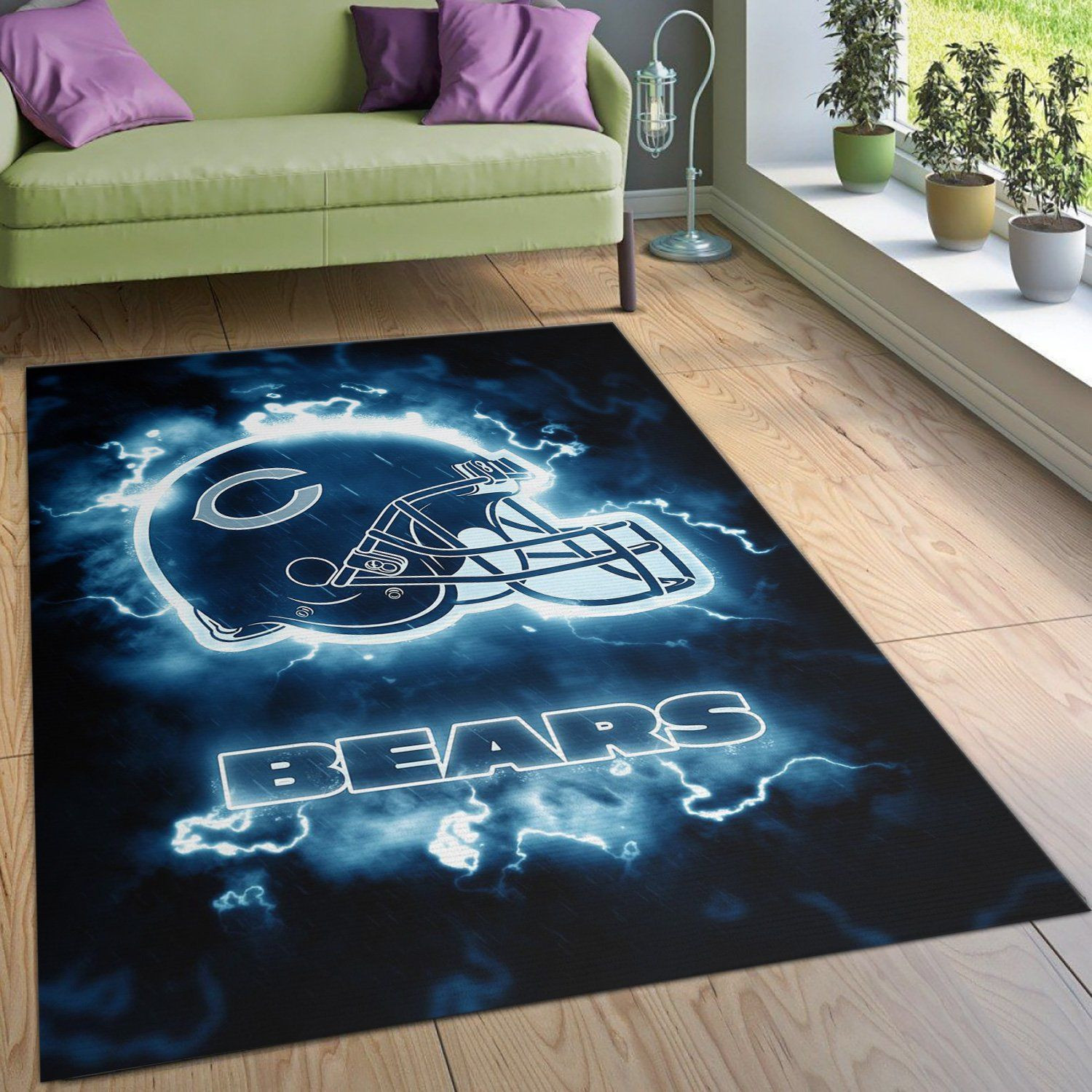 Chicago Bears Rectangle Area Rug – Full Print Carpet For Living Room & Bedroom Home Decor
