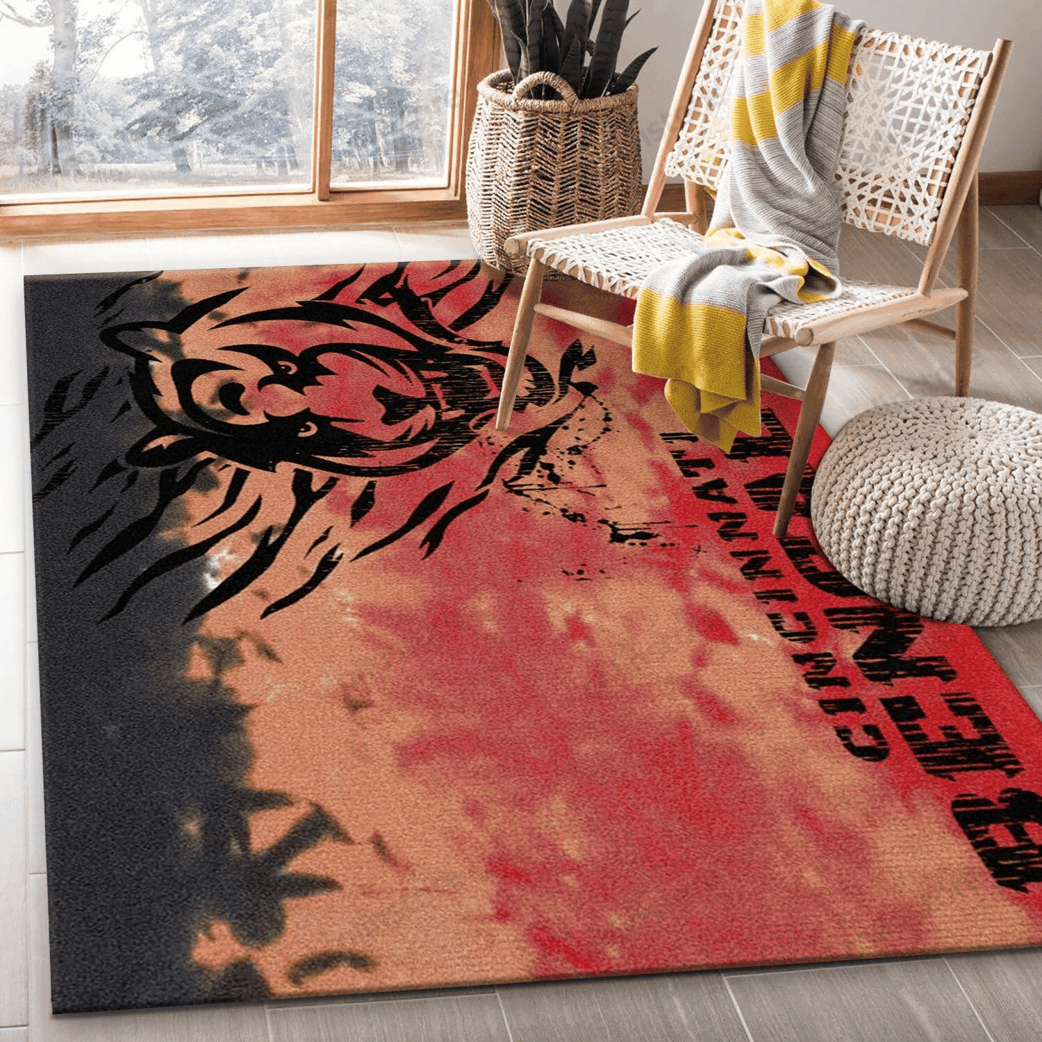 Chicago Bears Repeat Rug Team Rectangle Area Rug – Full Print Carpet For Living Room & Bedroom Home Decor
