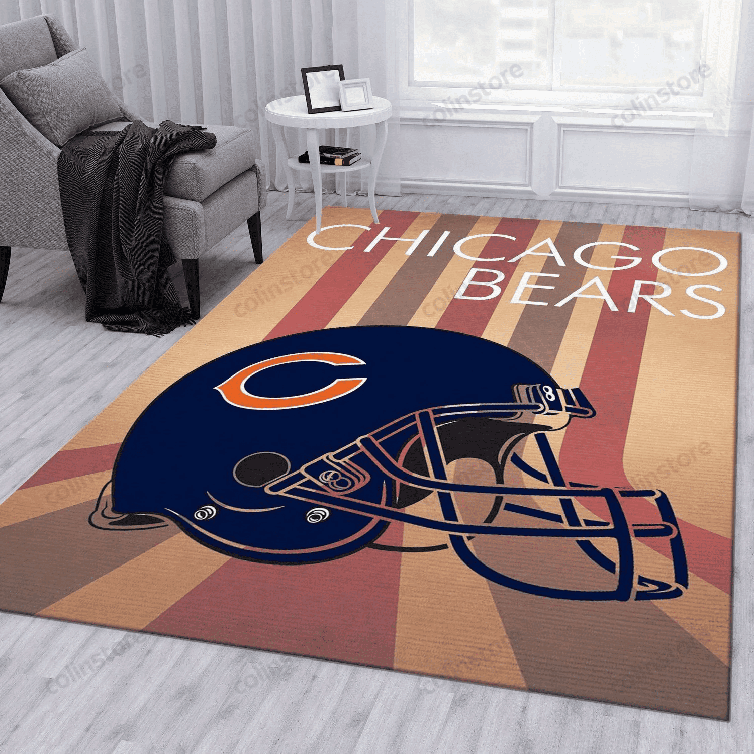 Chicago Bears Retro Rectangle Area Rug – Full Print Carpet For Living Room & Bedroom Home Decor