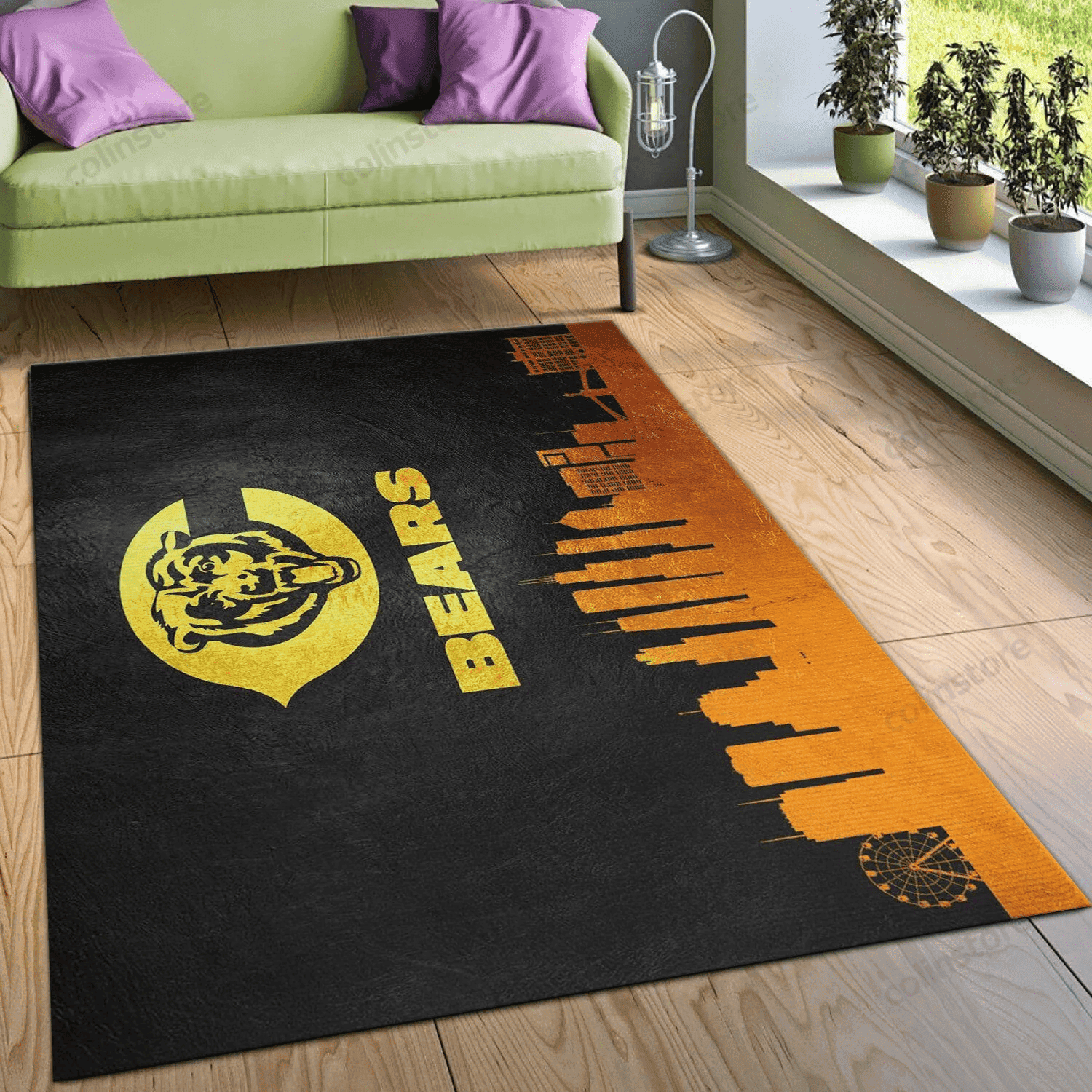 Chicago Bears Skyline Rectangle Area Rug – Full Print Carpet For Living Room & Bedroom Home Decor