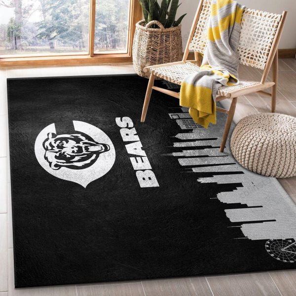 Chicago Bears Skyline Team Logo 3D Rectangle Area Rug – Full Print Carpet For Living Room & Bedroom Home Decor