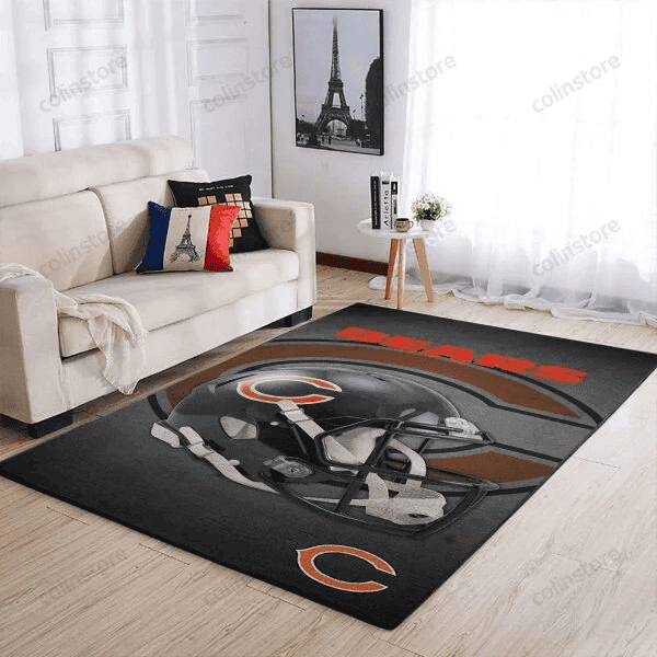 Chicago Bears Team Logo Helmet Nice Gift 3D Rectangle Area Rug – Full Print Carpet For Living Room & Bedroom Home Decor
