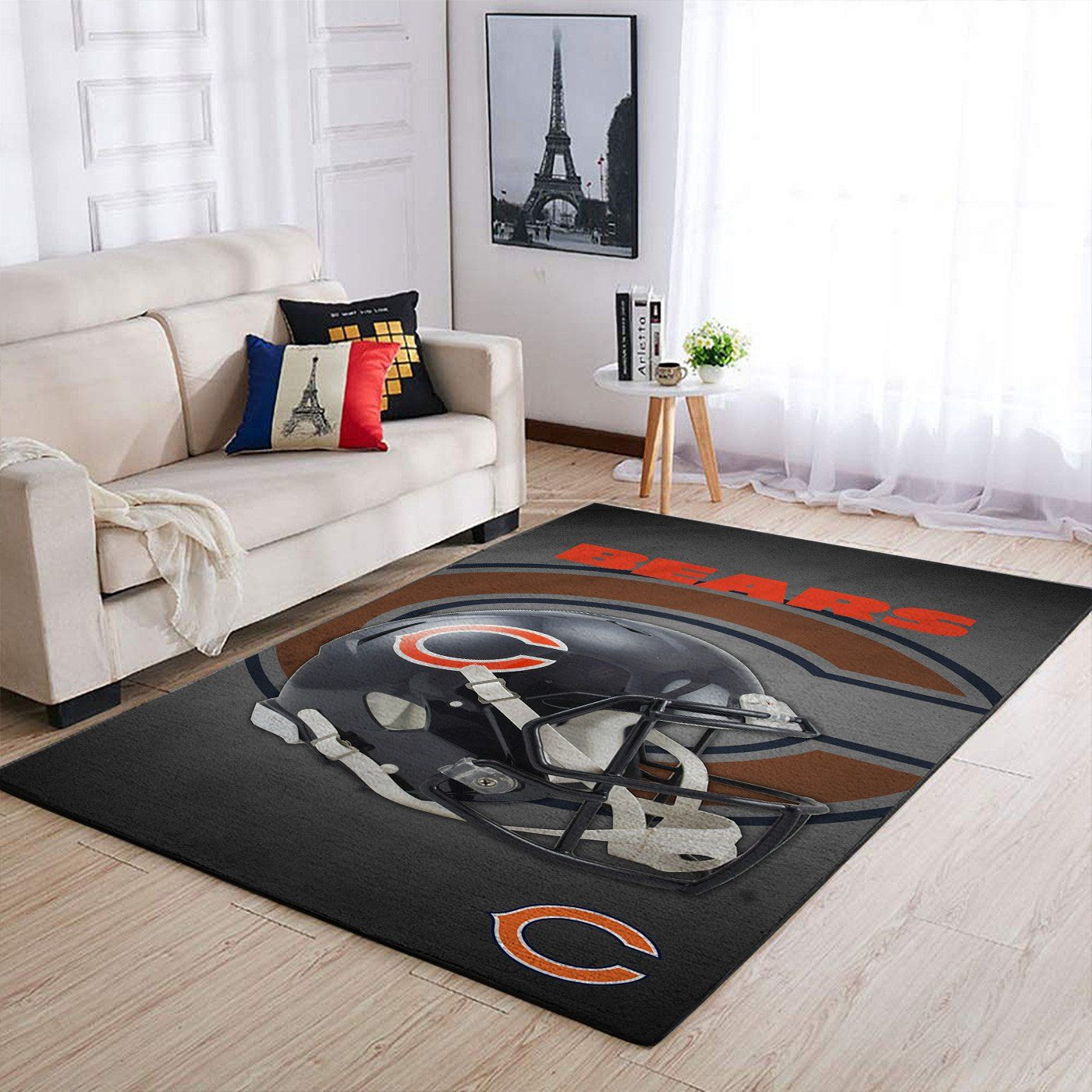 Chicago Bears Team Logo Helmet Nice Gift Rectangle Area Rug – Full Print Carpet For Living Room & Bedroom Home Decor