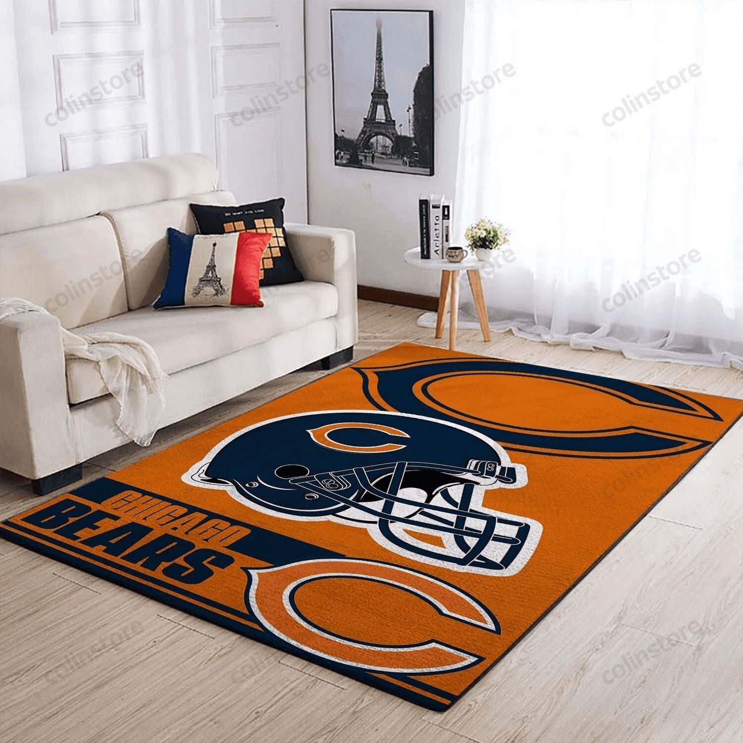 Chicago Bears Team Logo Helmet Rectangle Area Rug – Full Print Carpet For Living Room & Bedroom Home Decor
