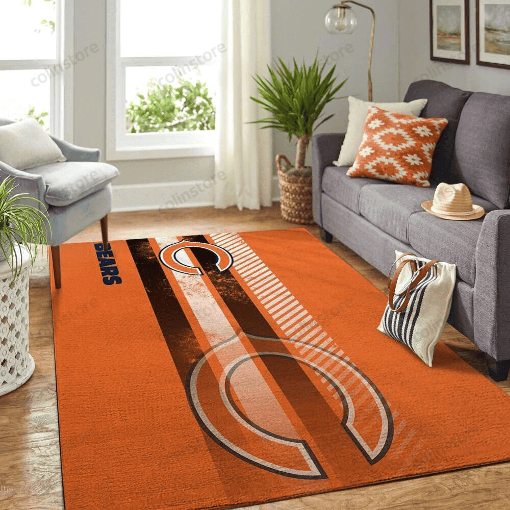 Chicago Bears Team Logo Rectangle Area Rug – Full Print Carpet For Living Room & Bedroom Home Decor