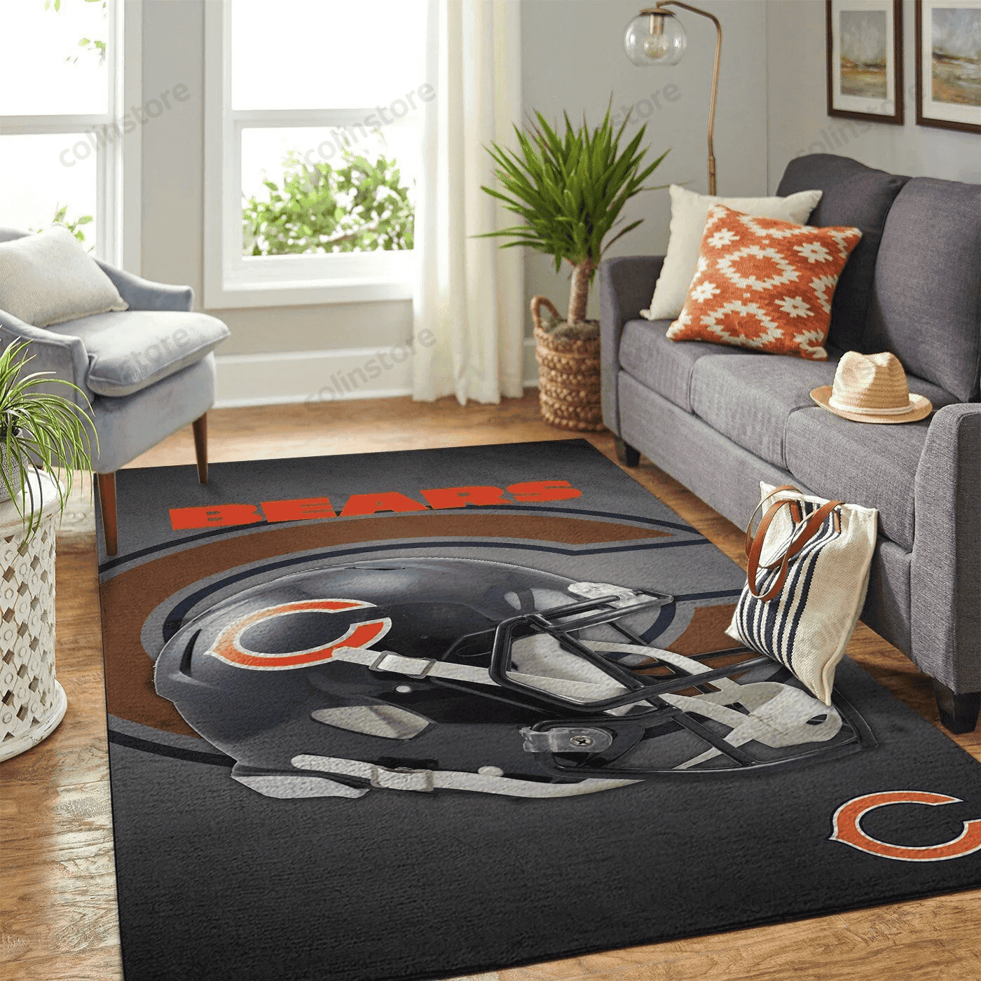 Chicago Bears Team Logo Rectangle Area Rug – Full Print Carpet For Living Room & Bedroom Home Decor