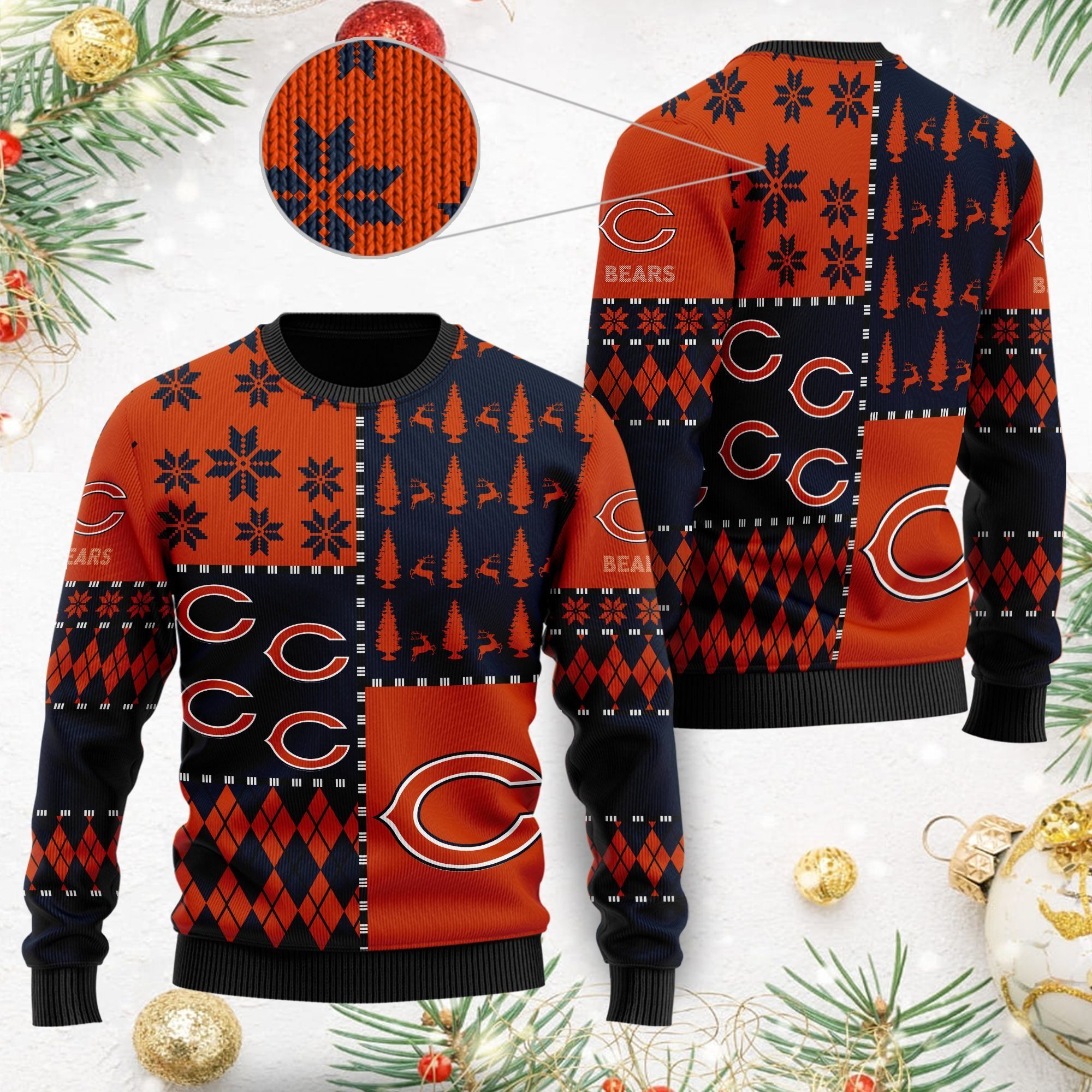 Chicago Bears Ugly Christmas Sweater Full Size For Sale Best Christmas Gift For Bears Fans