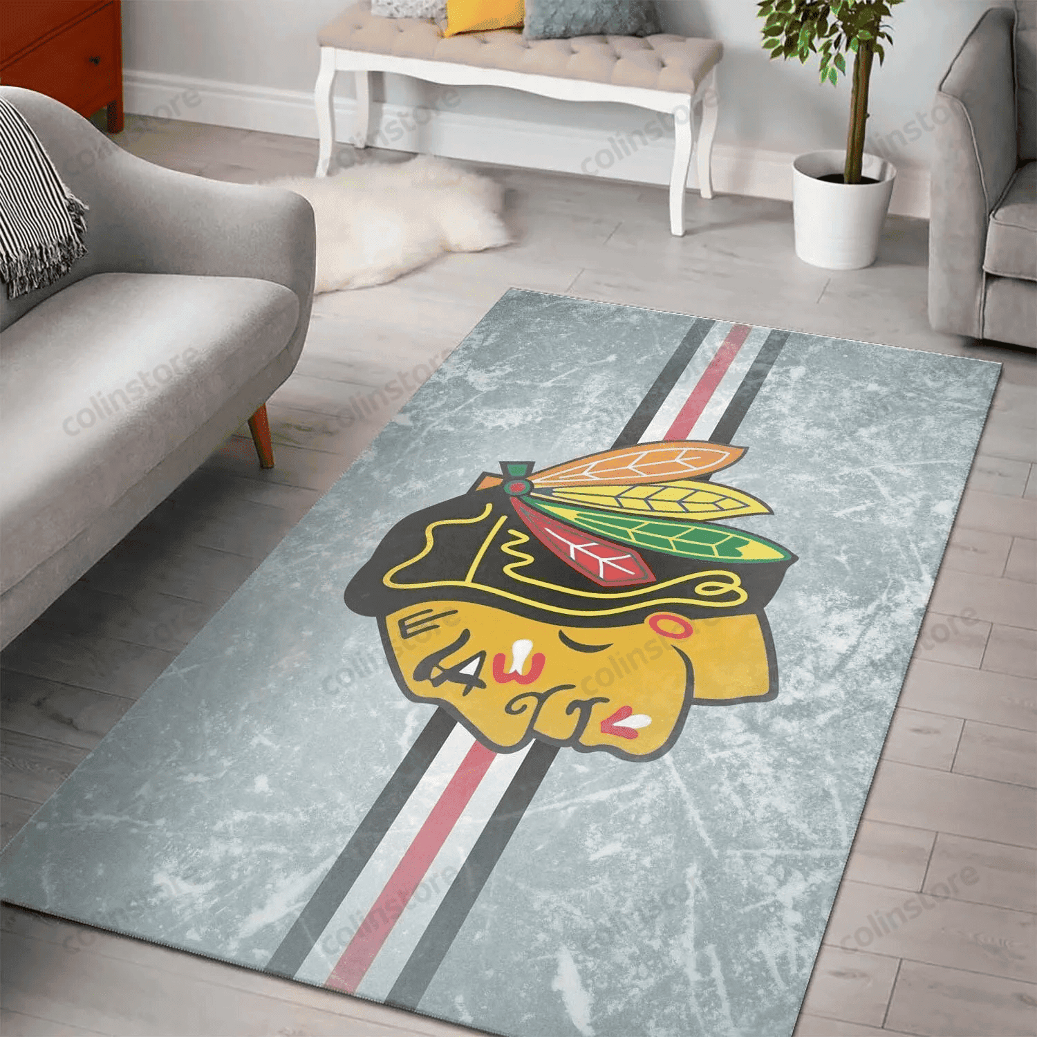 Chicago Blackhawks 3D Rectangle Area Rug – Full Print Carpet For Living Room & Bedroom Home Decor