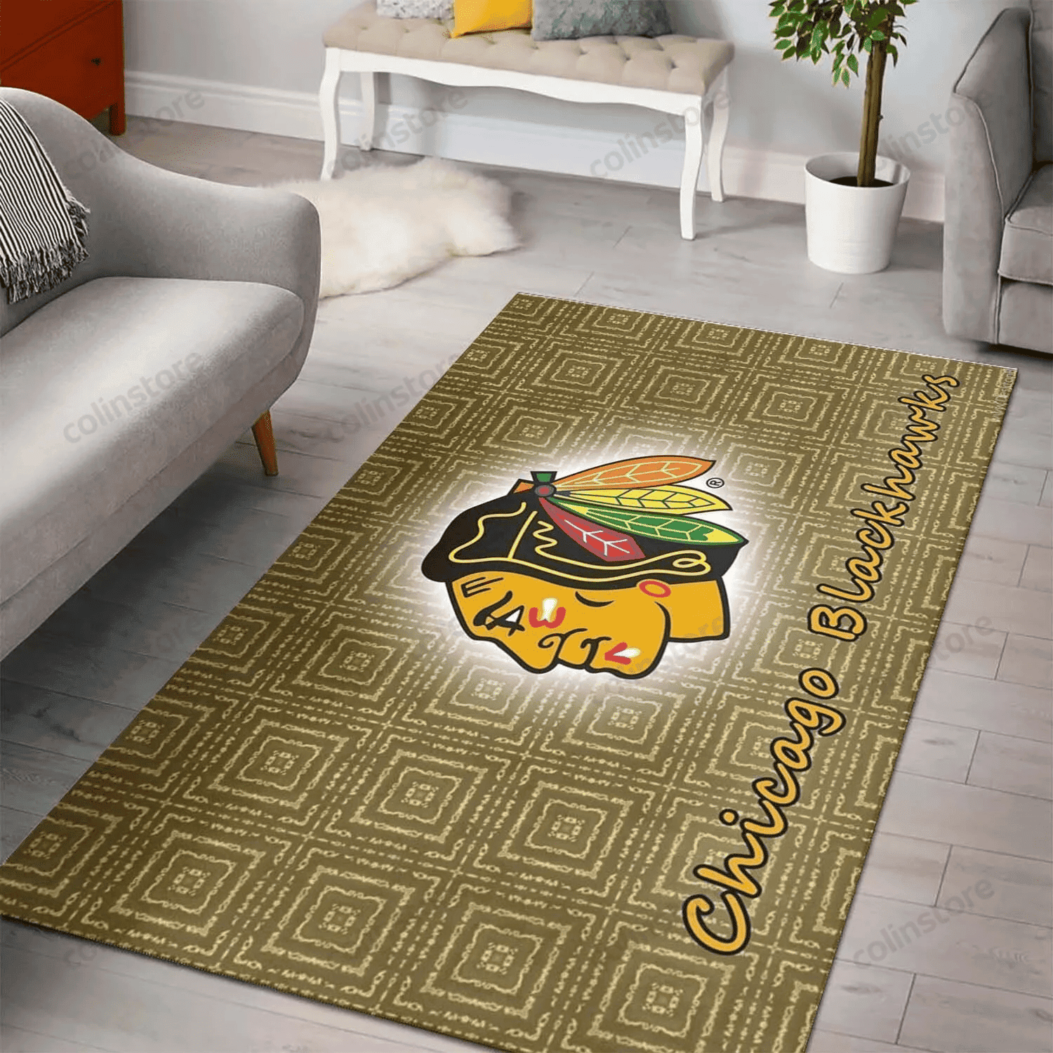 Chicago Blackhawks 3D Rectangle Area Rug – Full Print Carpet For Living Room & Bedroom Home Decor