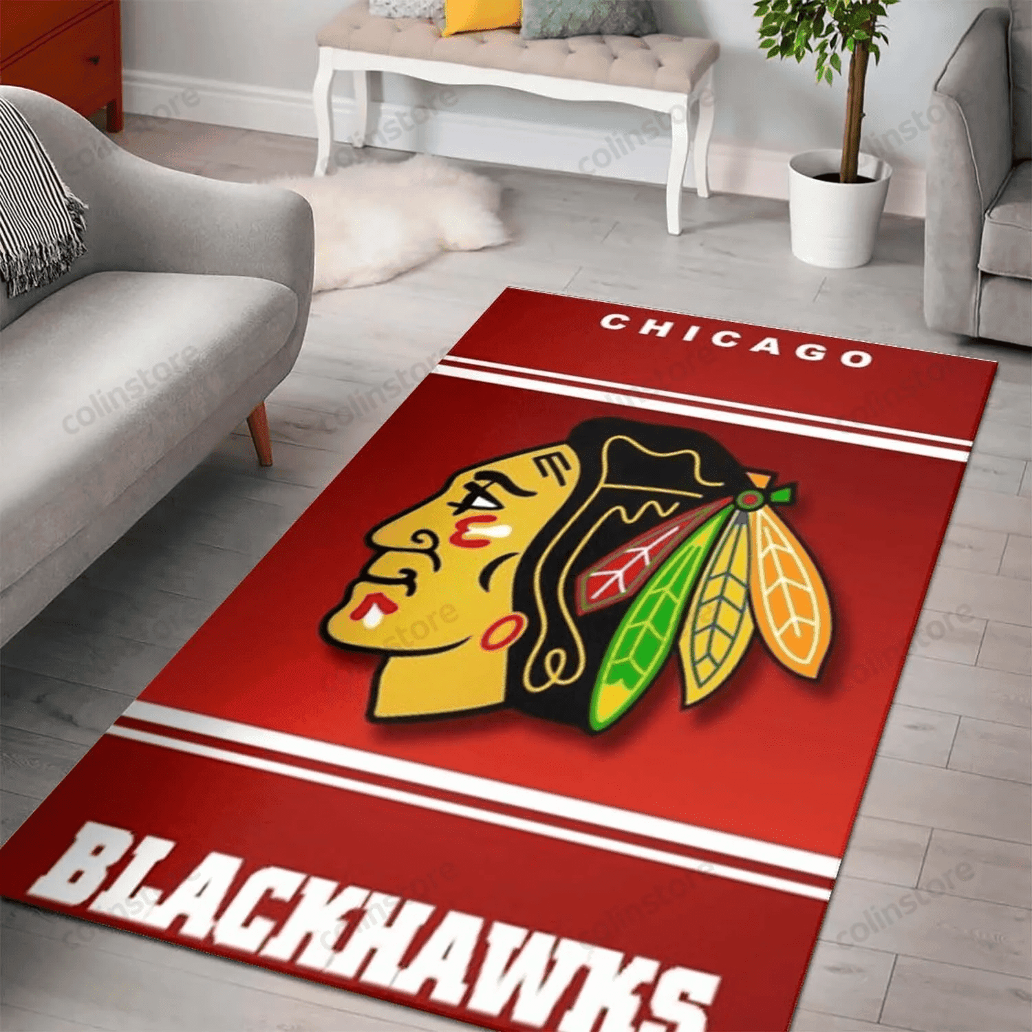 Chicago Blackhawks 3D Rectangle Area Rug – Full Print Carpet For Living Room & Bedroom Home Decor