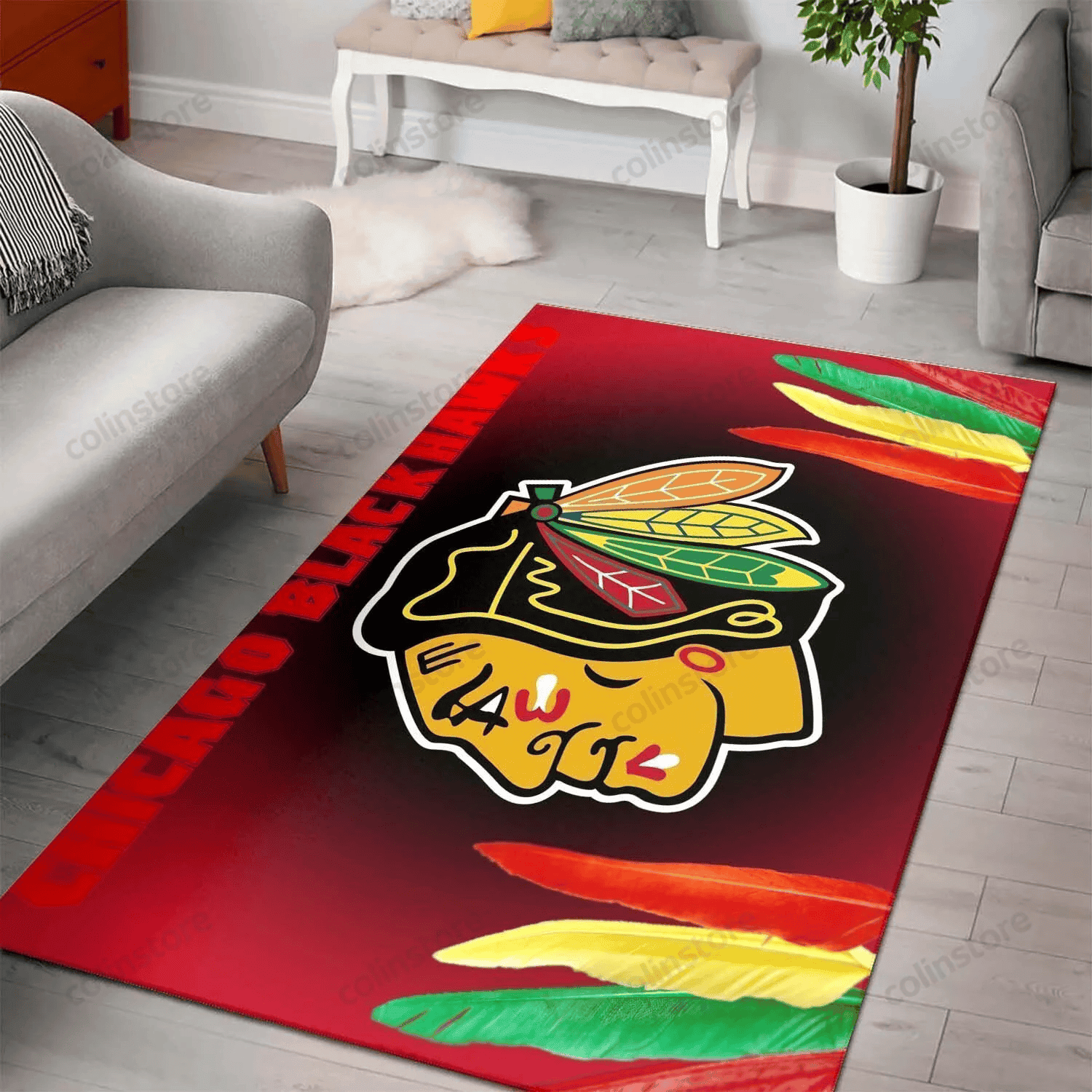 Chicago Blackhawks 3D Rectangle Area Rug – Full Print Carpet For Living Room & Bedroom Home Decor