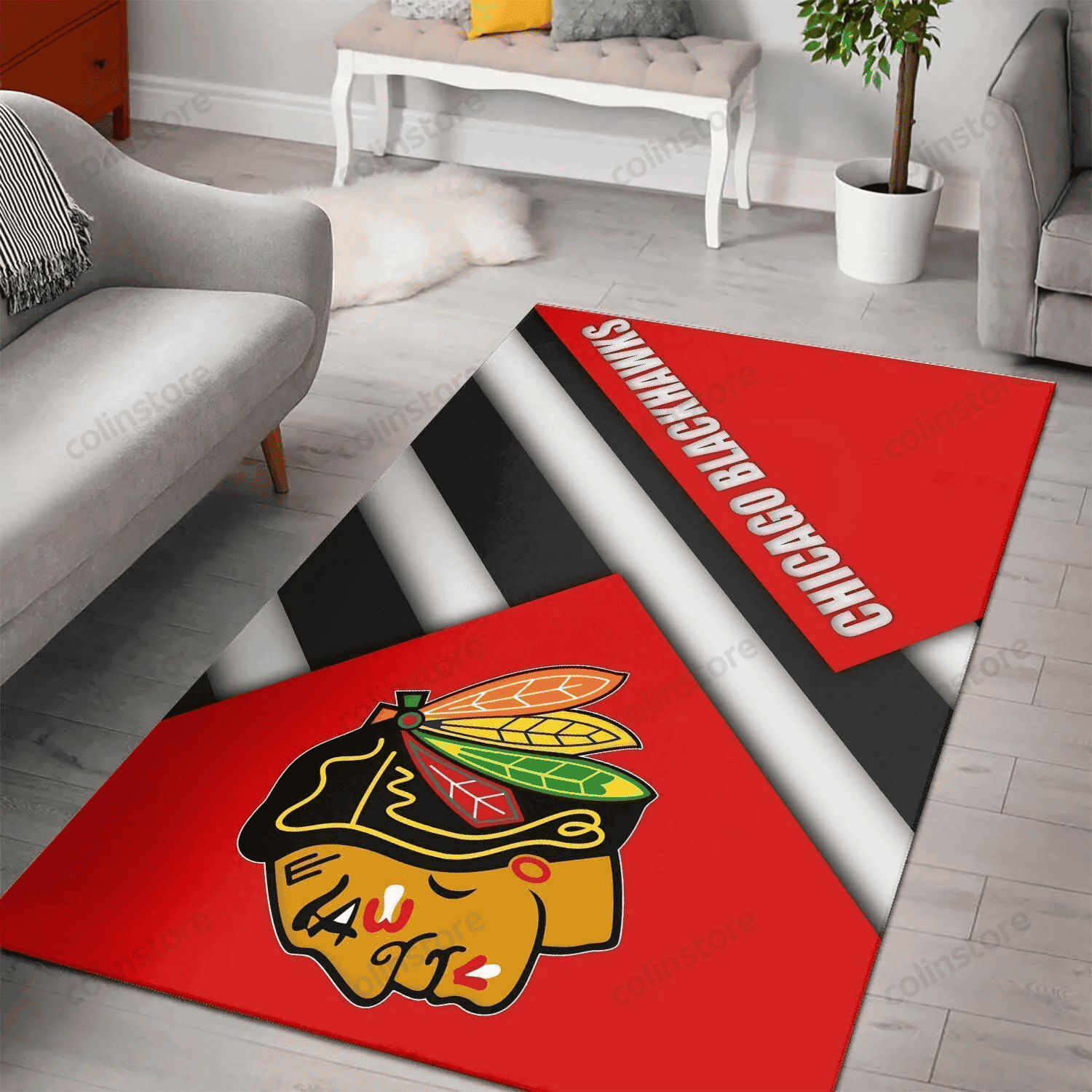 Chicago Blackhawks 3D Rectangle Area Rug – Full Print Carpet For Living Room & Bedroom Home Decor