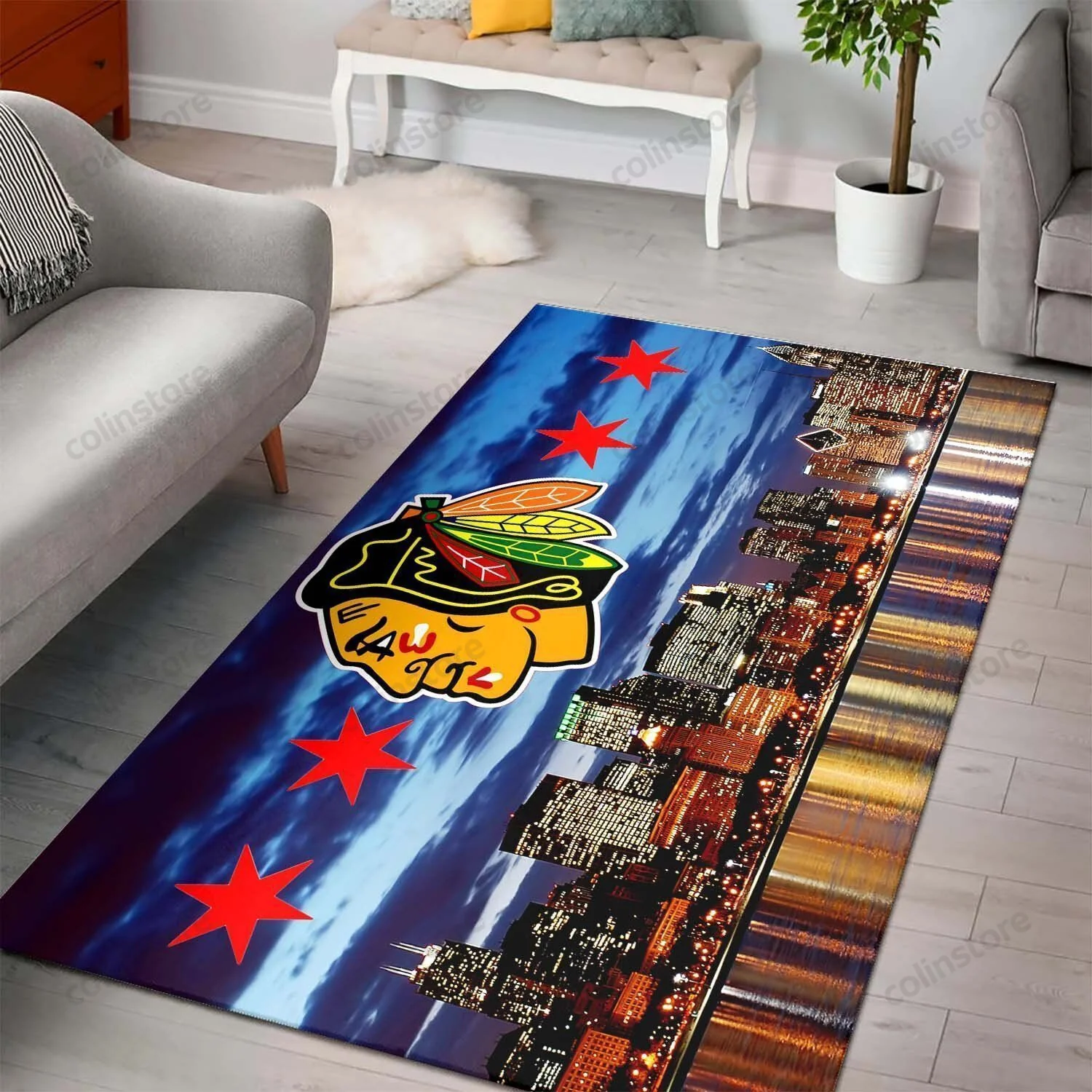 Chicago Blackhawks 3D Rectangle Area Rug – Full Print Carpet For Living Room & Bedroom Home Decor