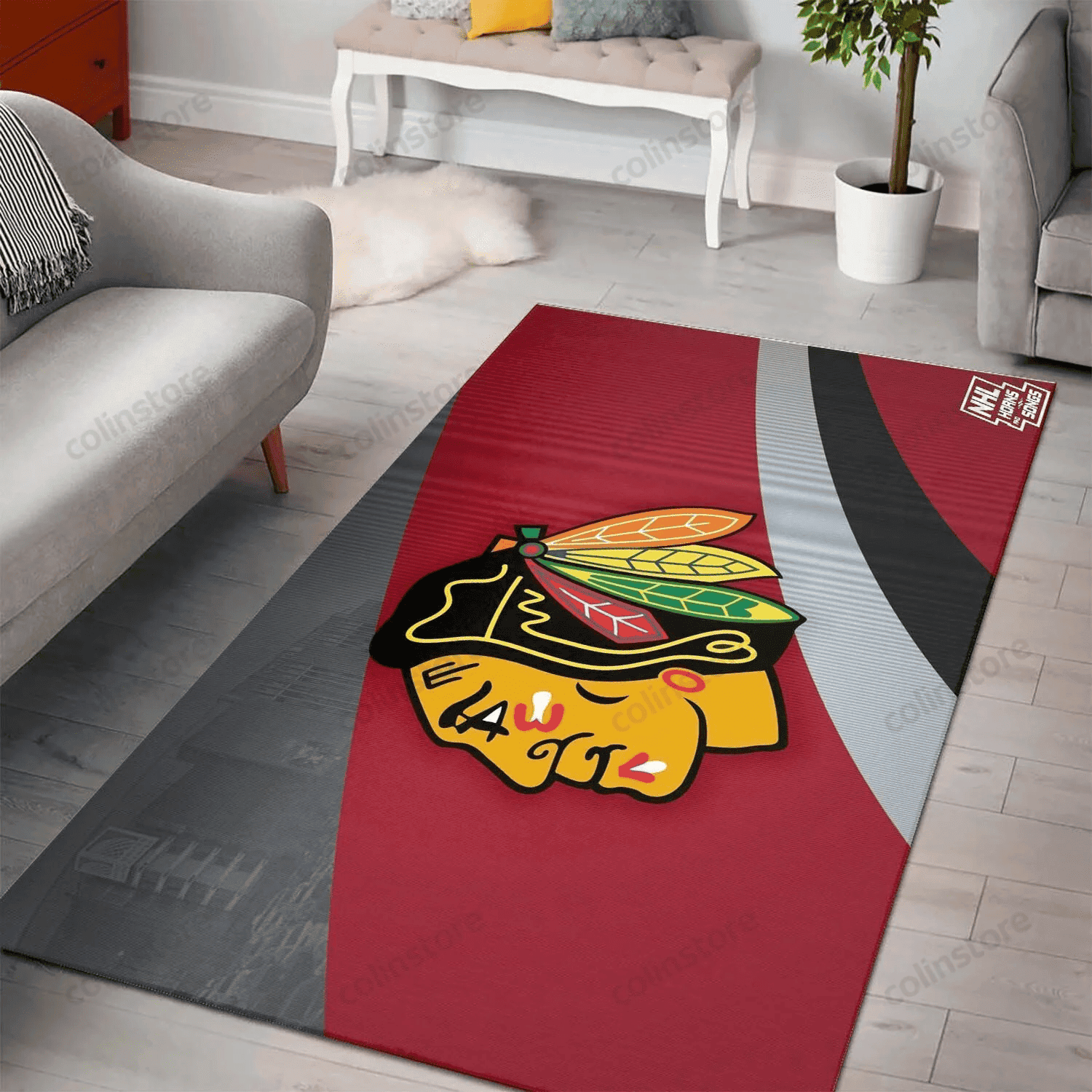 Chicago Blackhawks 3D Rectangle Area Rug – Full Print Carpet For Living Room & Bedroom Home Decor