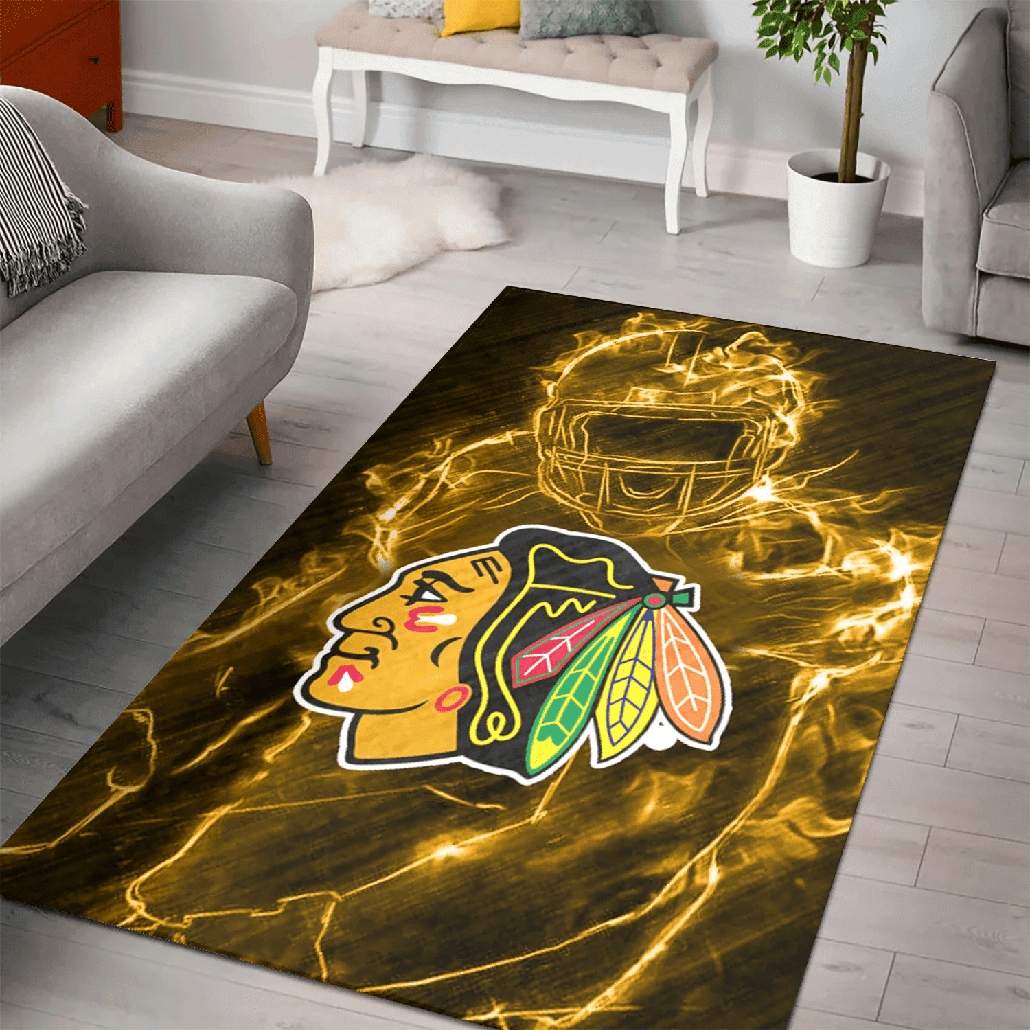 Chicago Blackhawks Legend 3D Full Print Rectangle Area Rug – Full Print Carpet For Living Room & Bedroom Home Decor