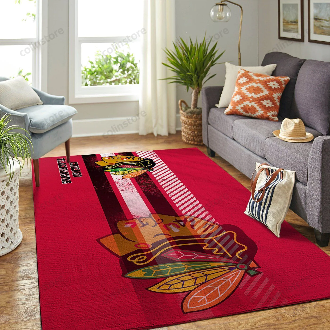 Chicago Blackhawks Team Logo Nice Gift Rectangle Area Rug – Full Print Carpet For Living Room & Bedroom Home Decor