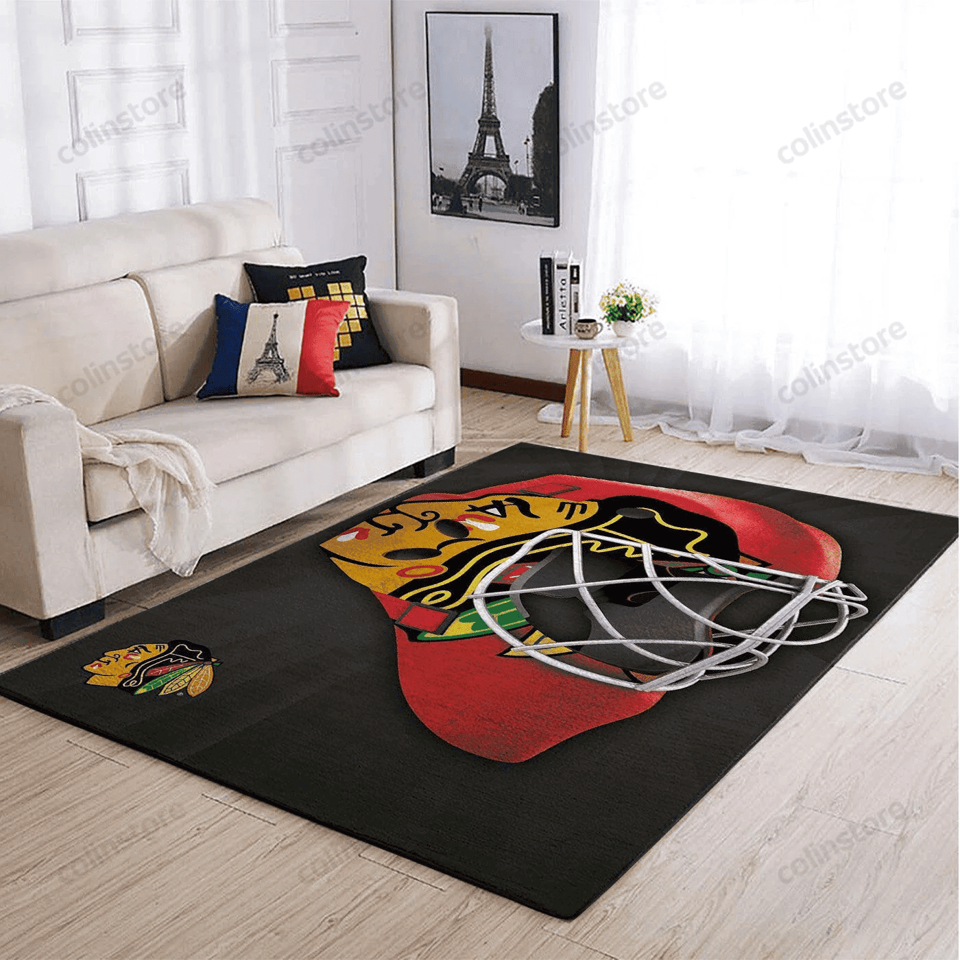 Chicago Blackhawks Team Logo Rectangle Area Rug – Full Print Carpet For Living Room & Bedroom Home Decor