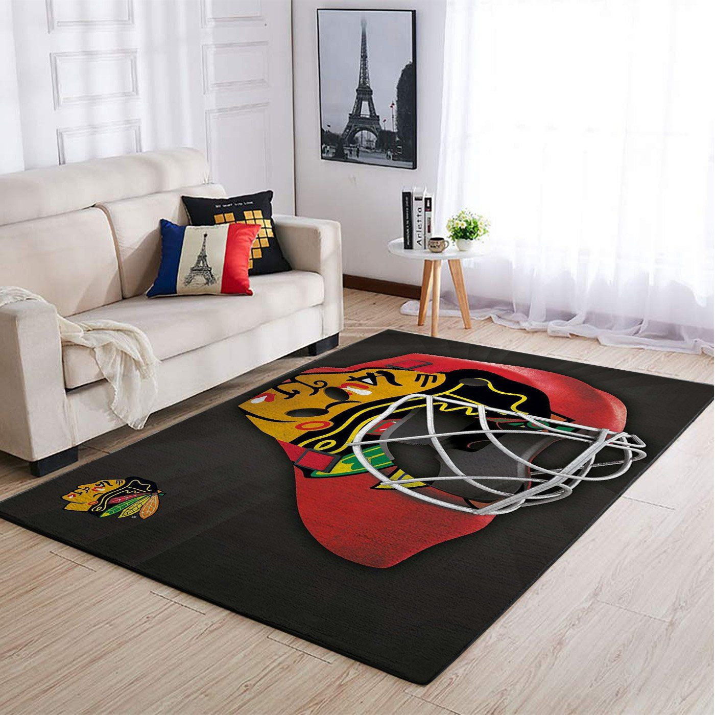 Chicago Blackhawks Team Logo Rectangle Area Rug – Full Print Carpet For Living Room & Bedroom Home Decor