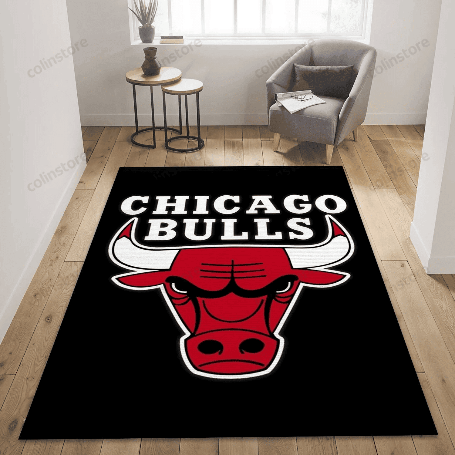 Chicago Bulls Basketball Team Logo 3D Rectangle Area Rug – Full Print Carpet For Living Room & Bedroom Home Decor