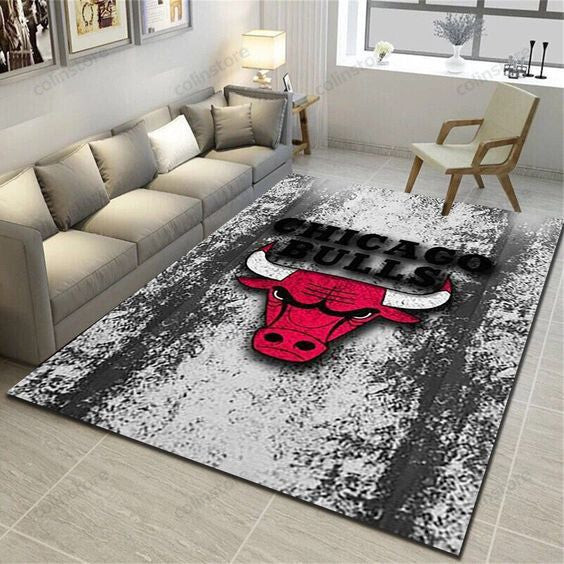 Chicago Bulls Basketball Team Logo Classic 3D Rectangle Area Rug – Full Print Carpet For Living Room & Bedroom Home Decor