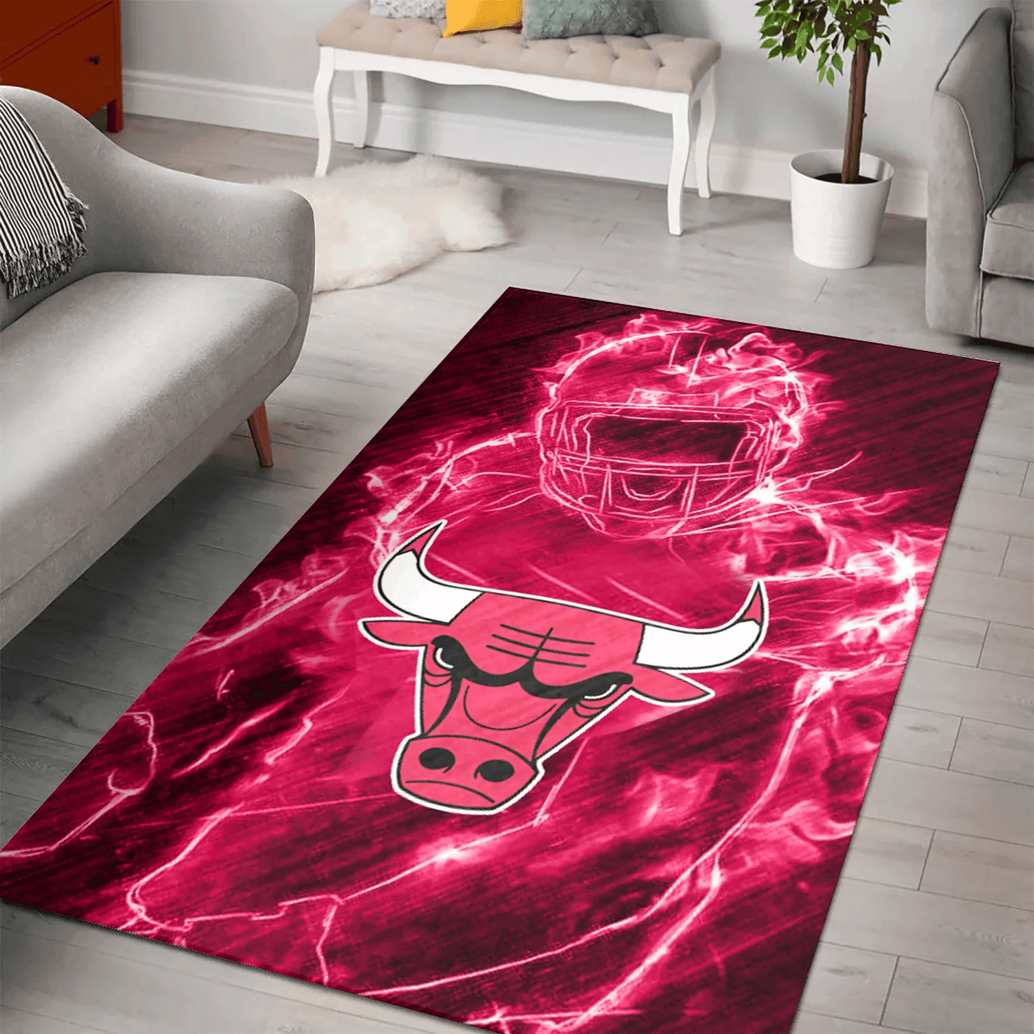 Chicago Bulls Legend 3D Full Print Rectangle Area Rug – Full Print Carpet For Living Room & Bedroom Home Decor