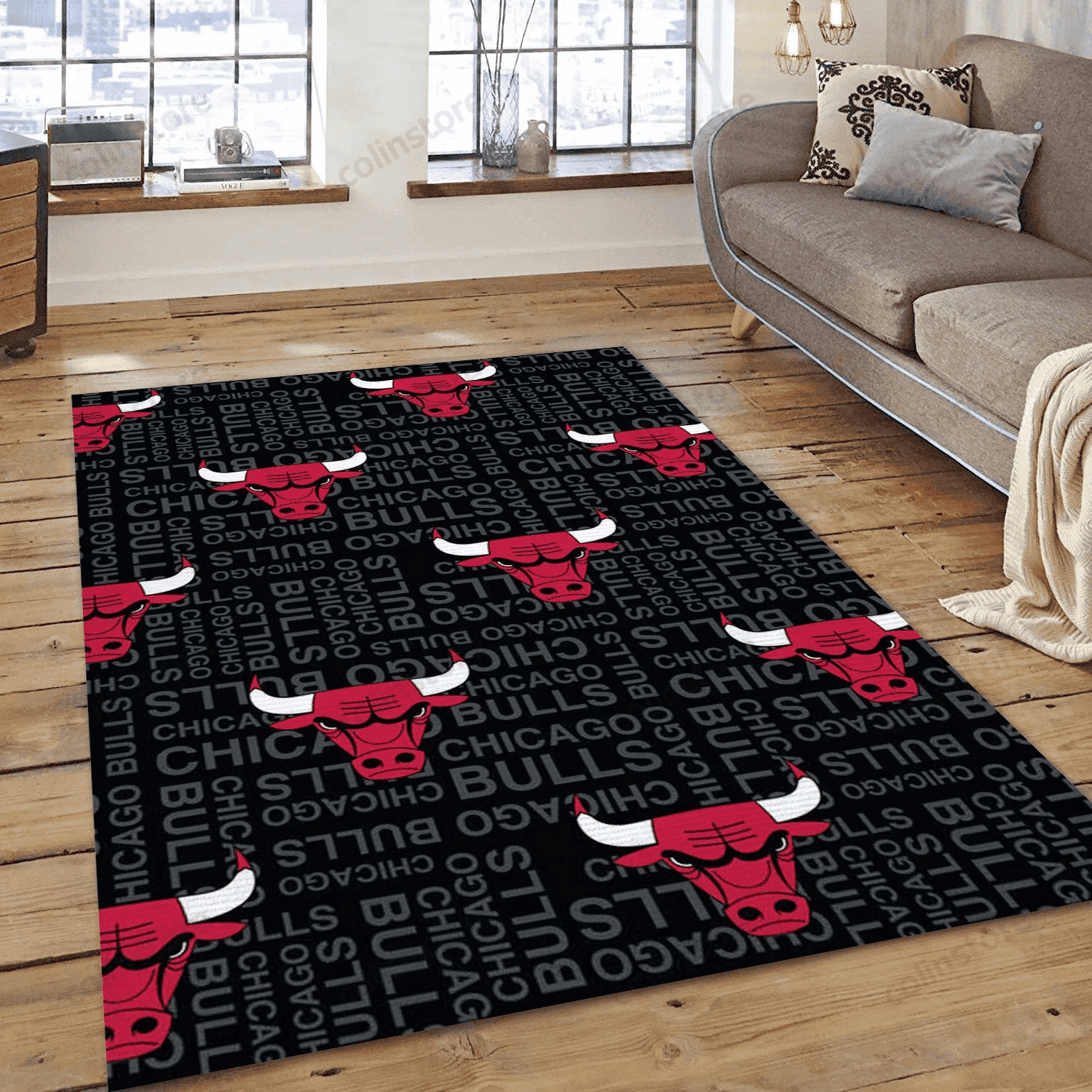Chicago Bulls Patterns 1 Rectangle Area Rug – Full Print Carpet For Living Room & Bedroom Home Decor