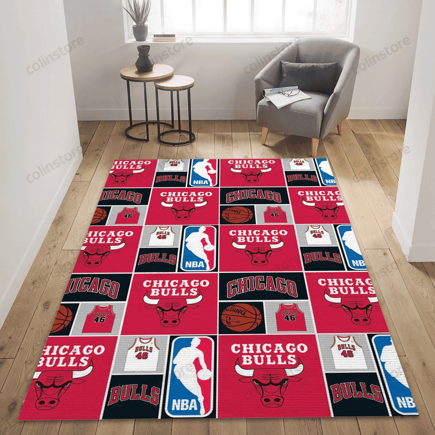 Chicago Bulls Patterns 4 Reangle Rectangle Area Rug – Full Print Carpet For Living Room & Bedroom Home Decor