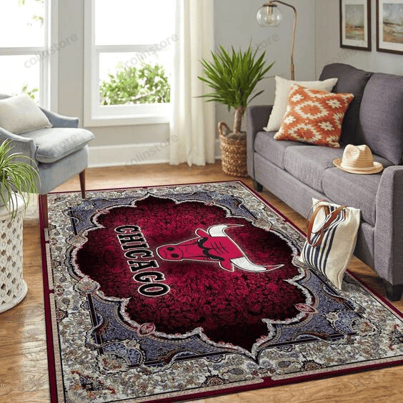 Chicago Bulls Persian Rectangle Area Rug – Full Print Carpet For Living Room & Bedroom Home Decor