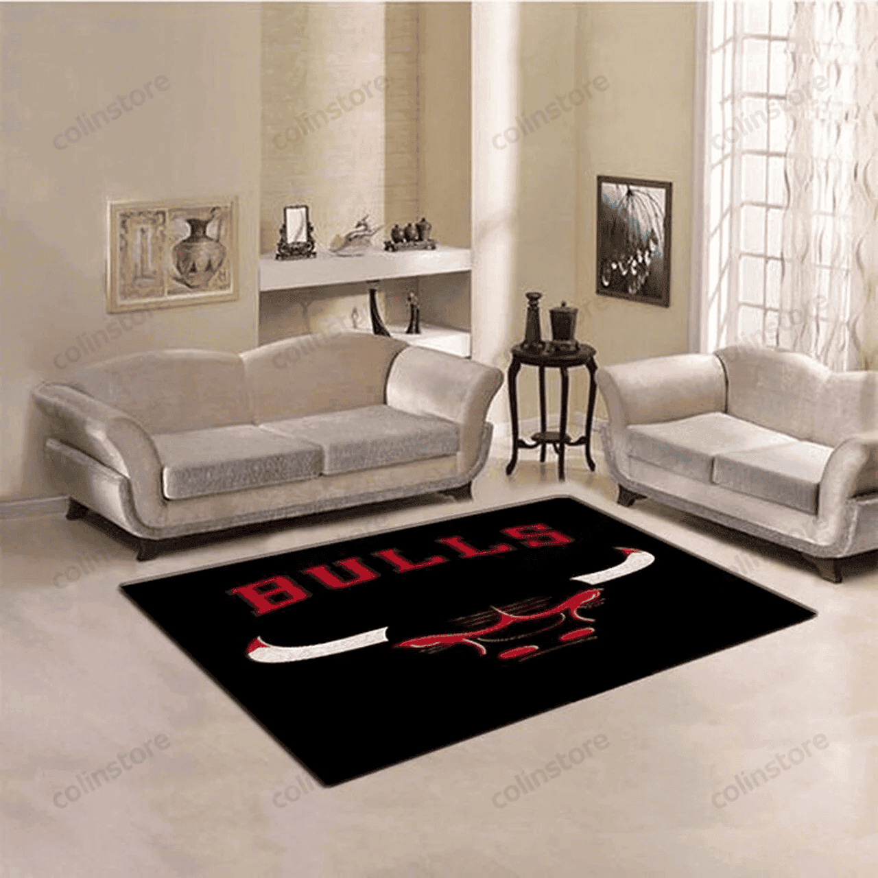 Chicago Bulls Primary Dark 3D Rectangle Area Rug – Full Print Carpet For Living Room & Bedroom Home Decor
