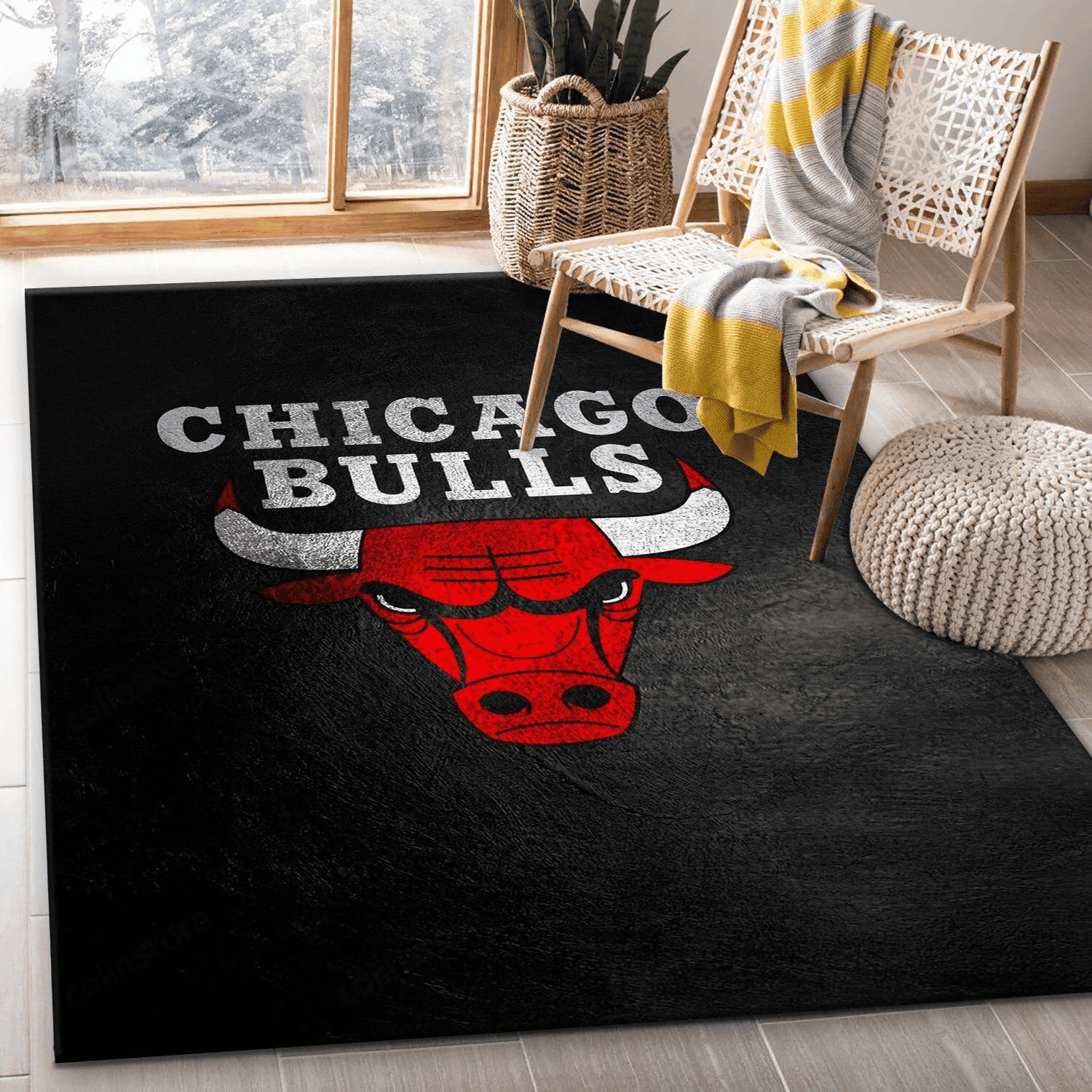 Chicago Bulls Rectangle Area Rug – Full Print Carpet For Living Room & Bedroom Home Decor