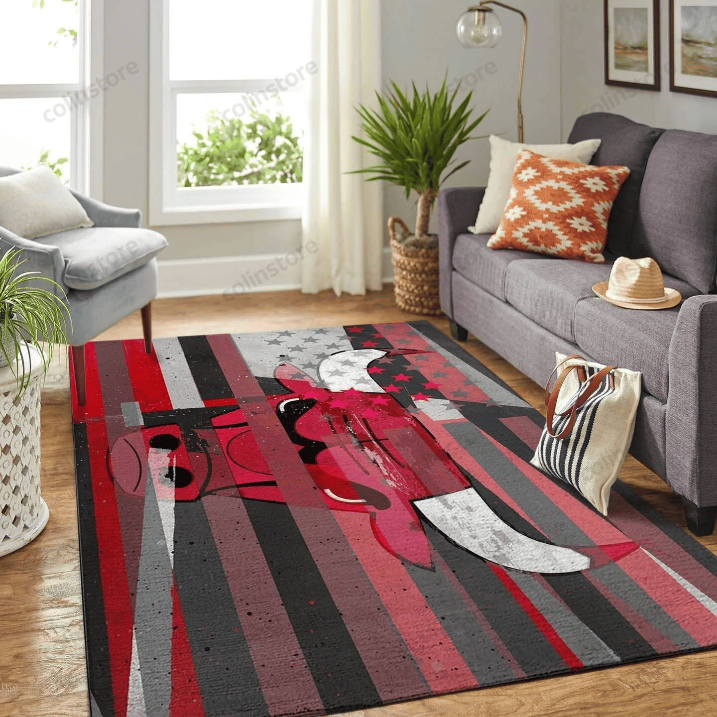 Chicago Bulls Rectangle Area Rug – Full Print Carpet For Living Room & Bedroom Home Decor