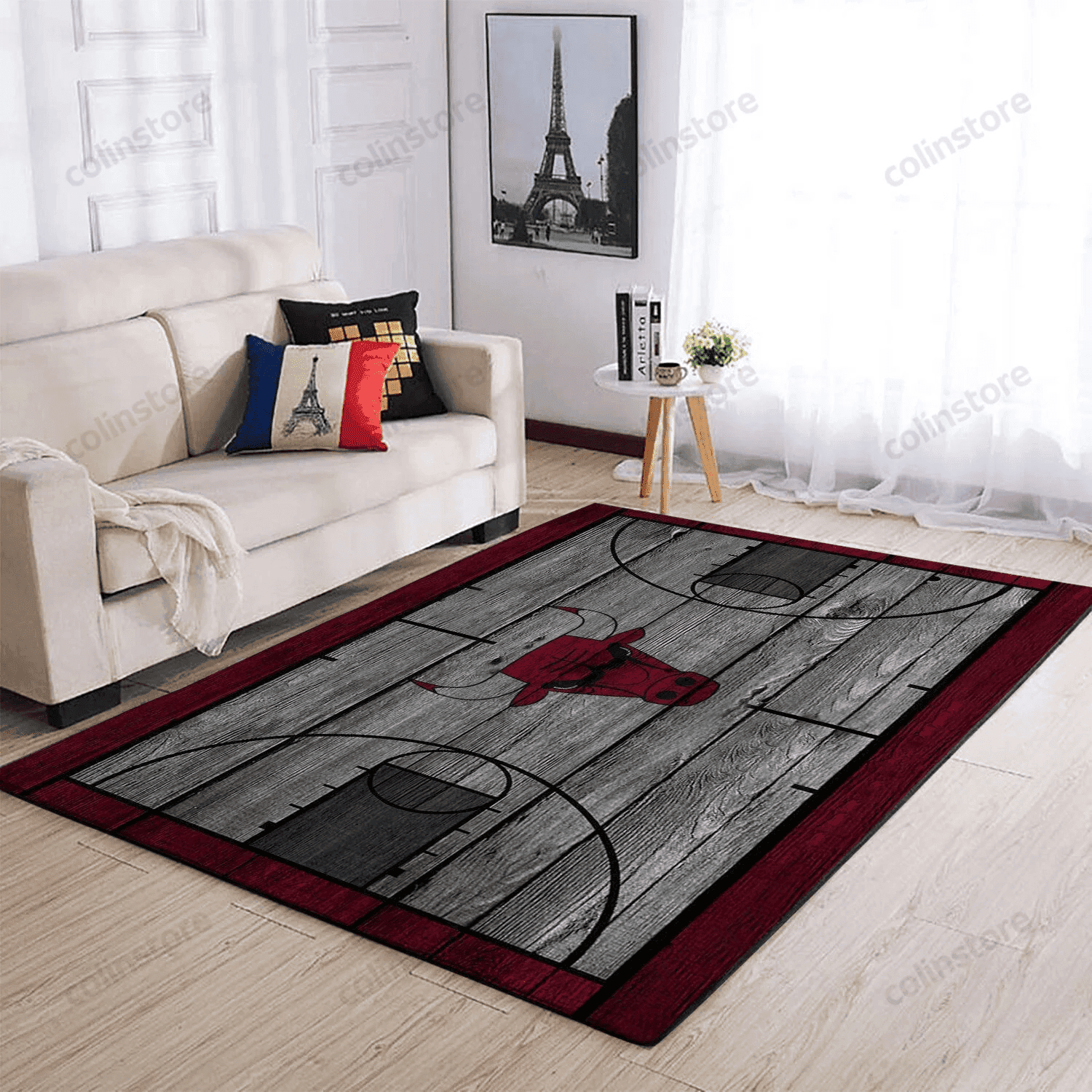 Chicago Bulls Team Logo Rectangle Area Rug – Full Print Carpet For Living Room & Bedroom Home Decor