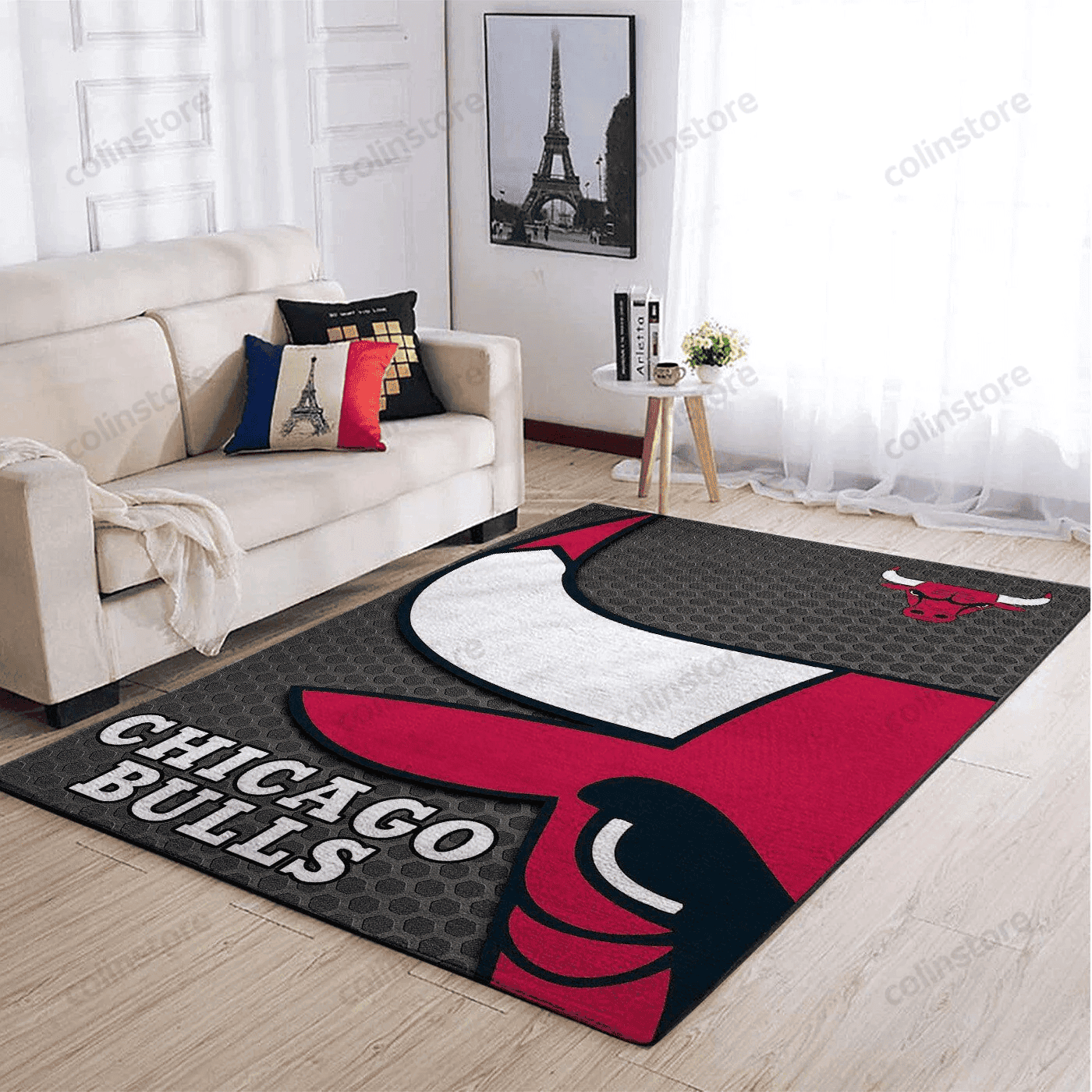 Chicago Bulls Team Logo Rectangle Area Rug – Full Print Carpet For Living Room & Bedroom Home Decor
