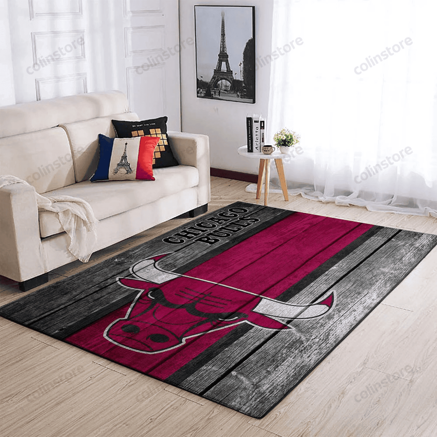 Chicago Bulls Team Logo Rectangle Area Rug – Full Print Carpet For Living Room & Bedroom Home Decor