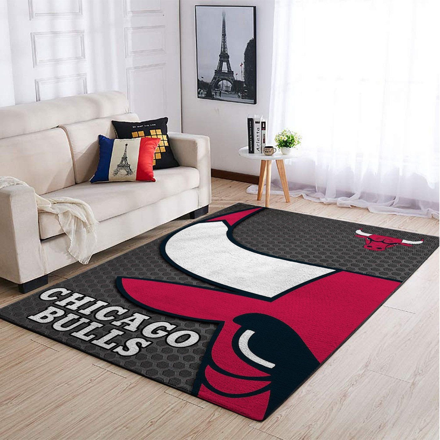 Chicago Bulls Team Logo Rectangle Area Rug – Full Print Carpet For Living Room & Bedroom Home Decor