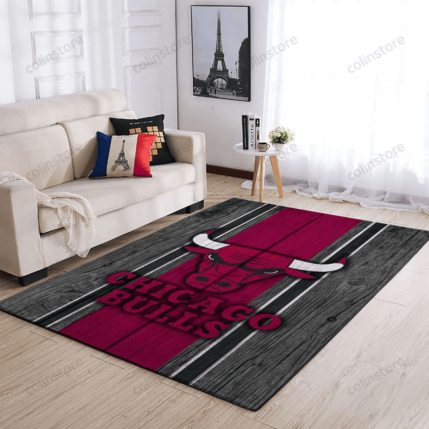Chicago Bulls Team Logo Wooden Style Gifts 3D Rectangle Area Rug – Full Print Carpet For Living Room & Bedroom Home Decor