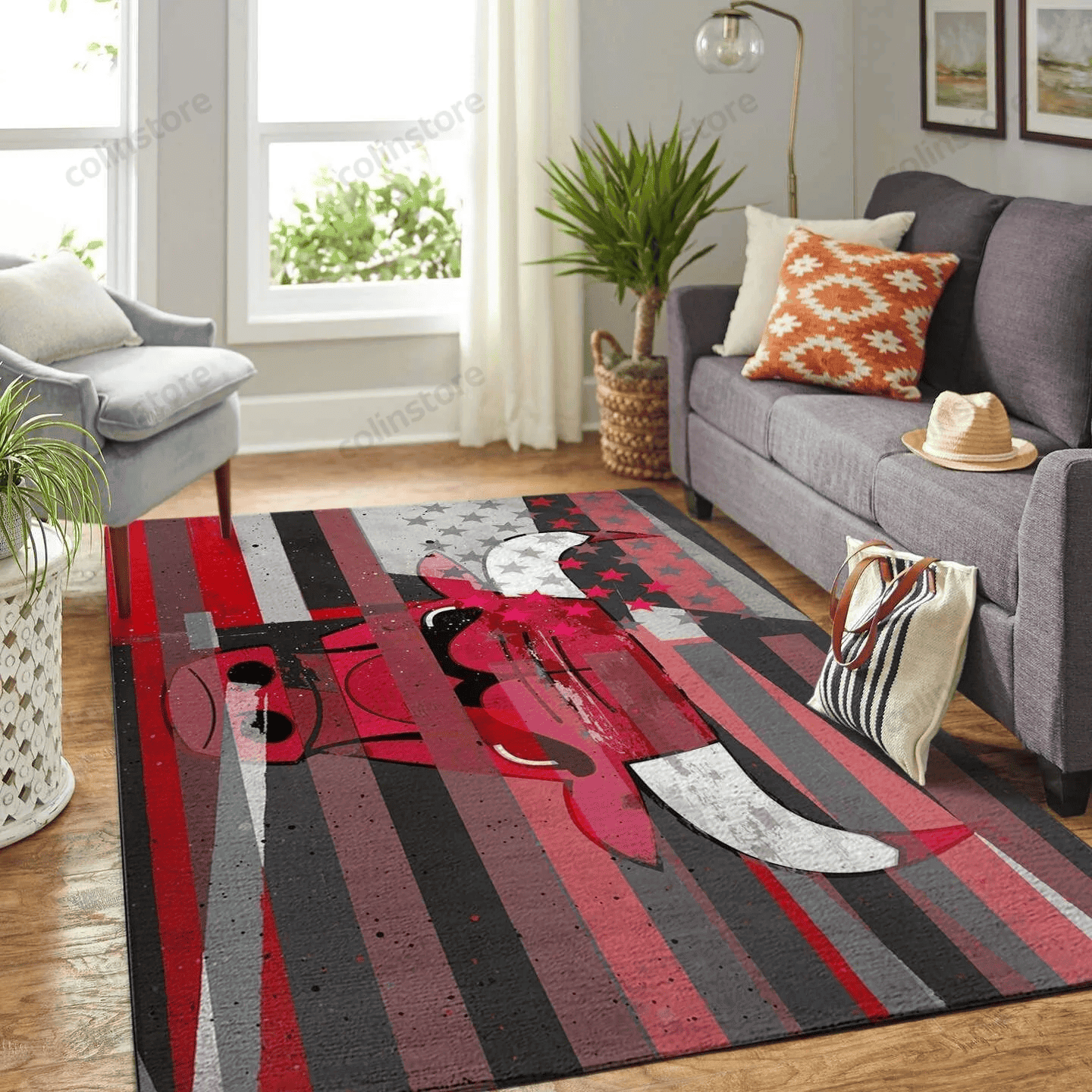Chicago Bulls With Flag American 3D Rectangle Area Rug – Full Print Carpet For Living Room & Bedroom Home Decor