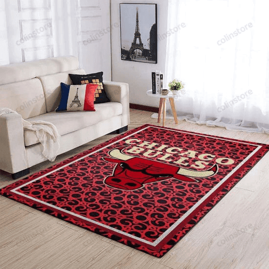 Chicago Bulls With Simple Pattern 3D Rectangle Area Rug – Full Print Carpet For Living Room & Bedroom Home Decor