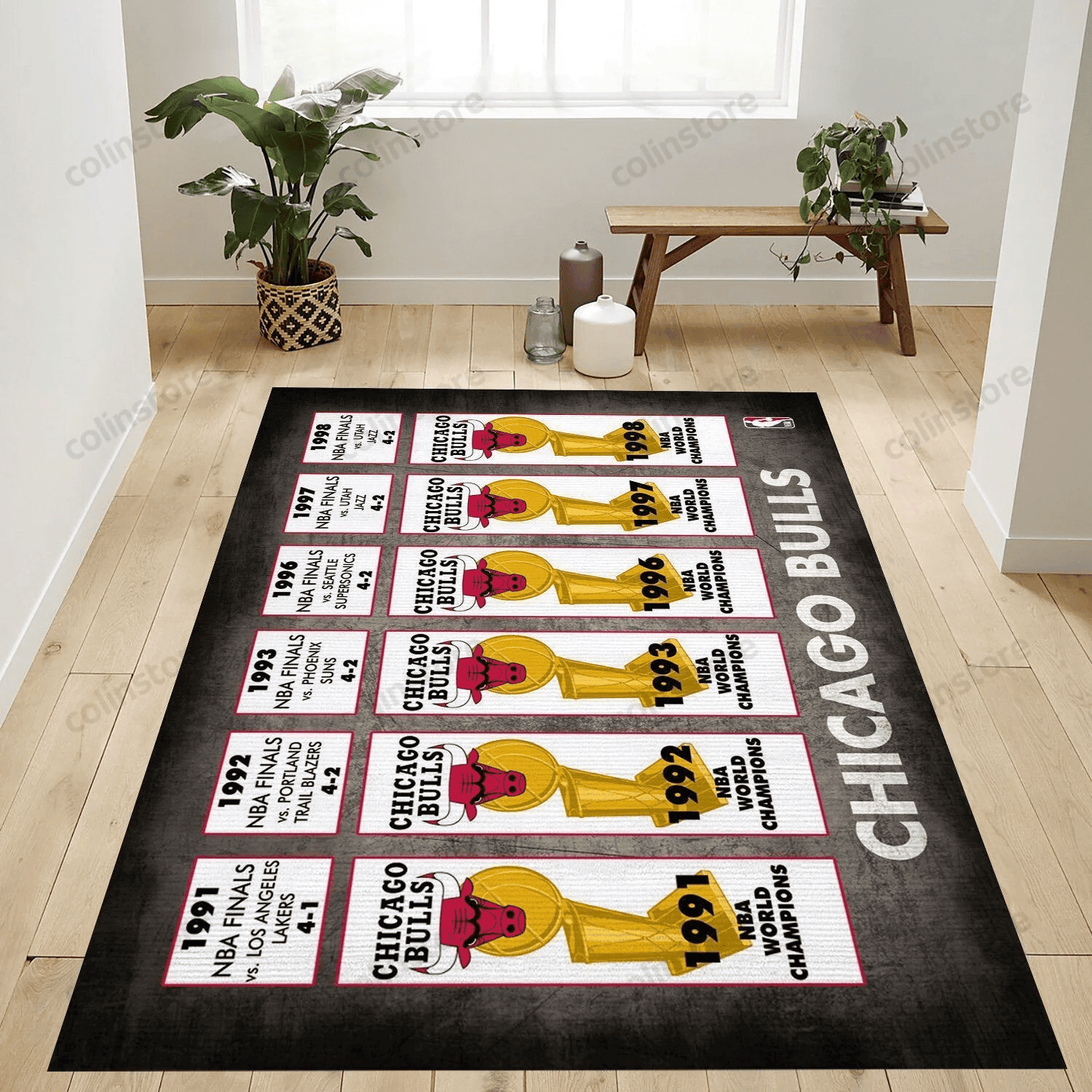 Chicago Bulls X 6 Rectangle Area Rug – Full Print Carpet For Living Room & Bedroom Home Decor