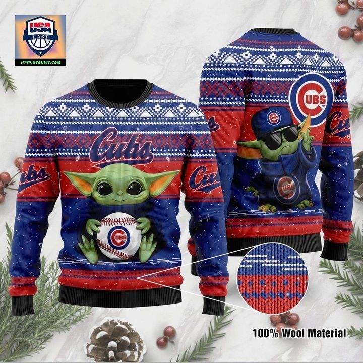 Chicago Cubs Baby Yoda Ugly Christmas Sweater
