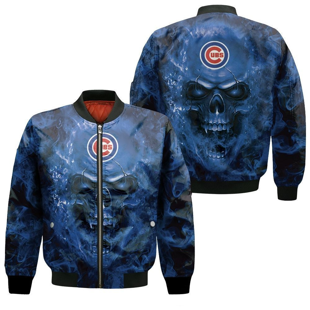 Chicago Cubs Skull Bomber Jacket | MLB Team Jacket for Men & Women | Baseball Fan Gift