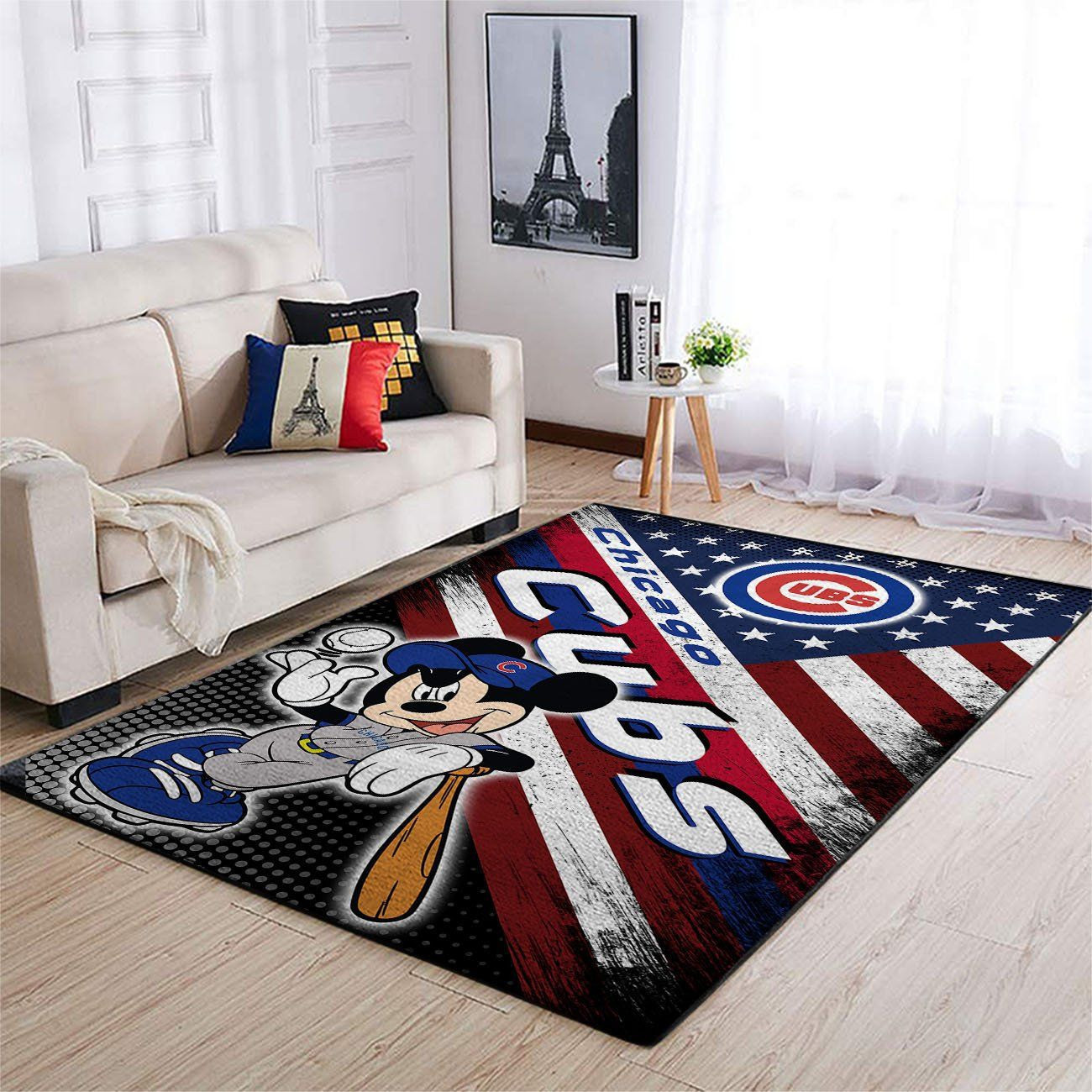 Chicago Cubs Team Logo Mickey Us Rectangle Area Rug – Full Print Carpet For Living Room & Bedroom Home Decor