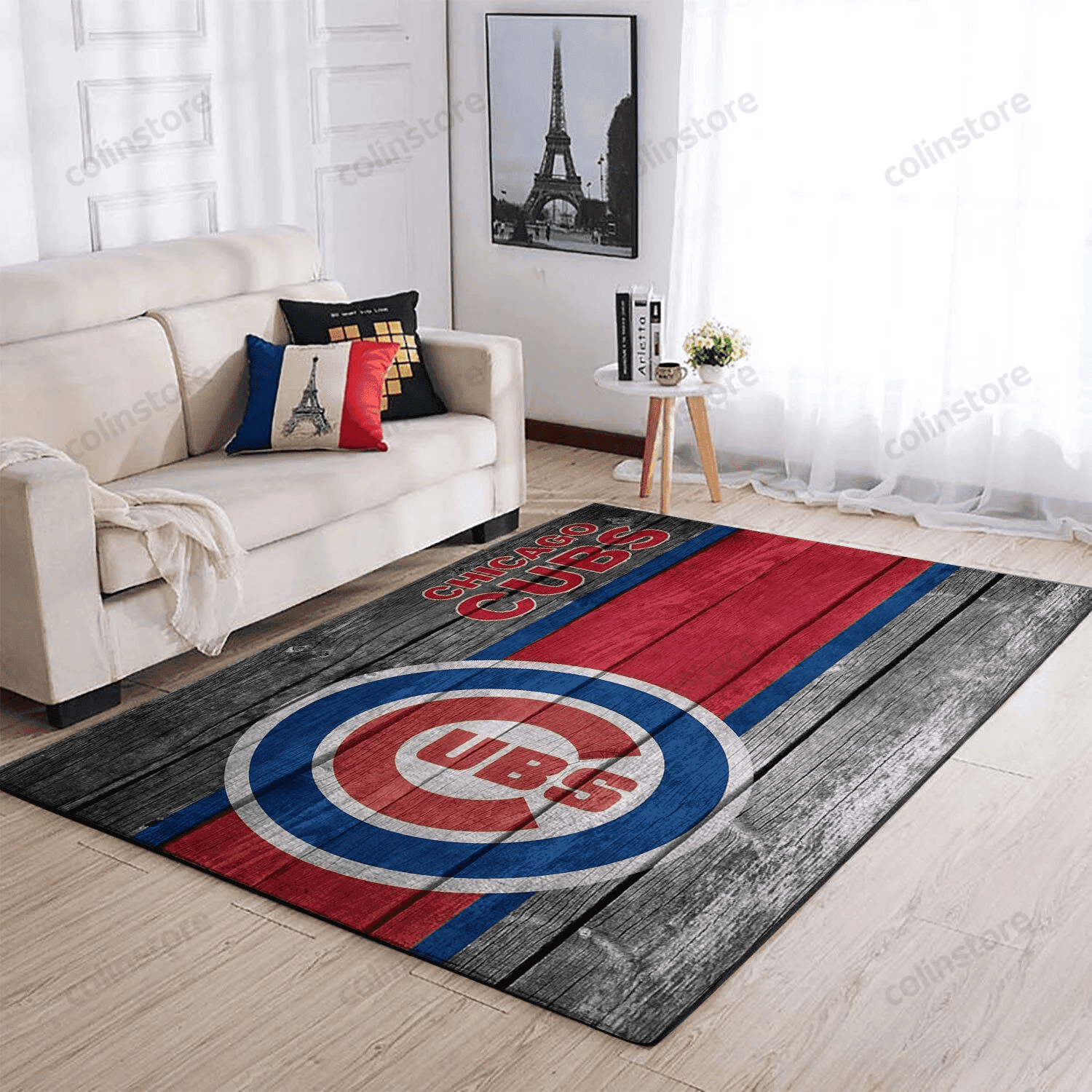 Chicago Cubs Team Logo Rectangle Area Rug – Full Print Carpet For Living Room & Bedroom Home Decor