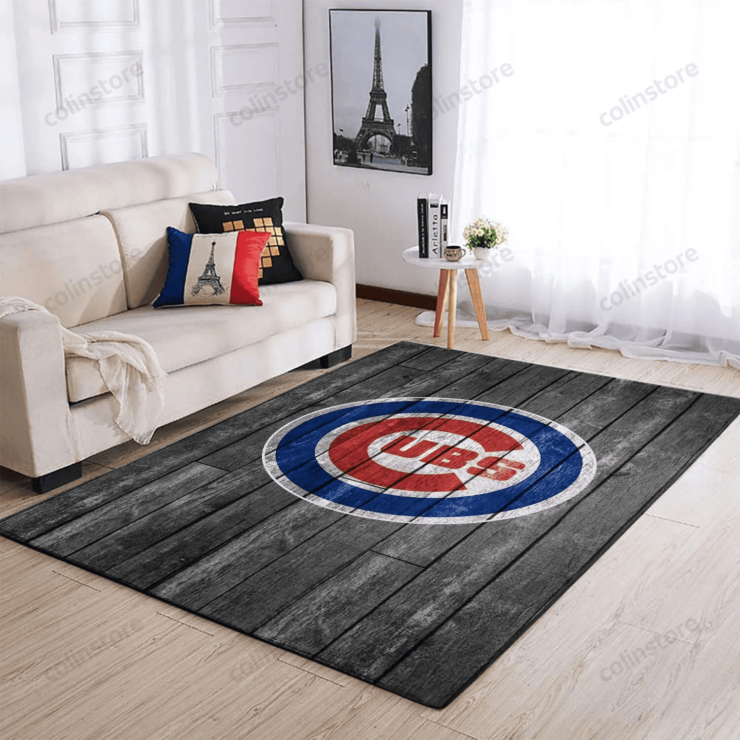 Chicago Cubs Team Logo Rectangle Area Rug – Full Print Carpet For Living Room & Bedroom Home Decor