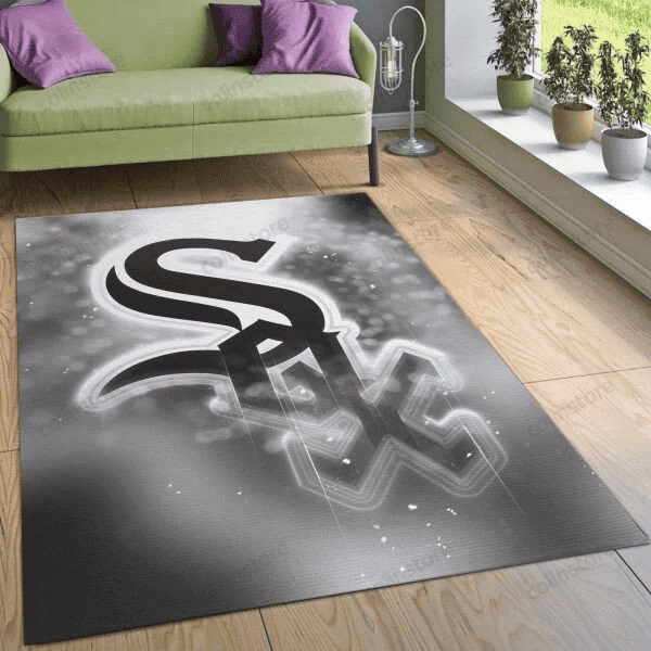 Chicago White Sox Blakc And White 3D Rectangle Area Rug – Full Print Carpet For Living Room & Bedroom Home Decor