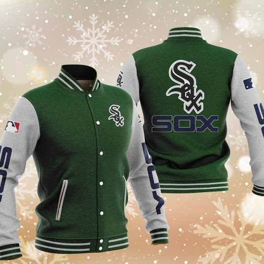 Chicago White Sox Green White Varsity Baseball Jacket for Men & Women | MLB Team Fan Gift