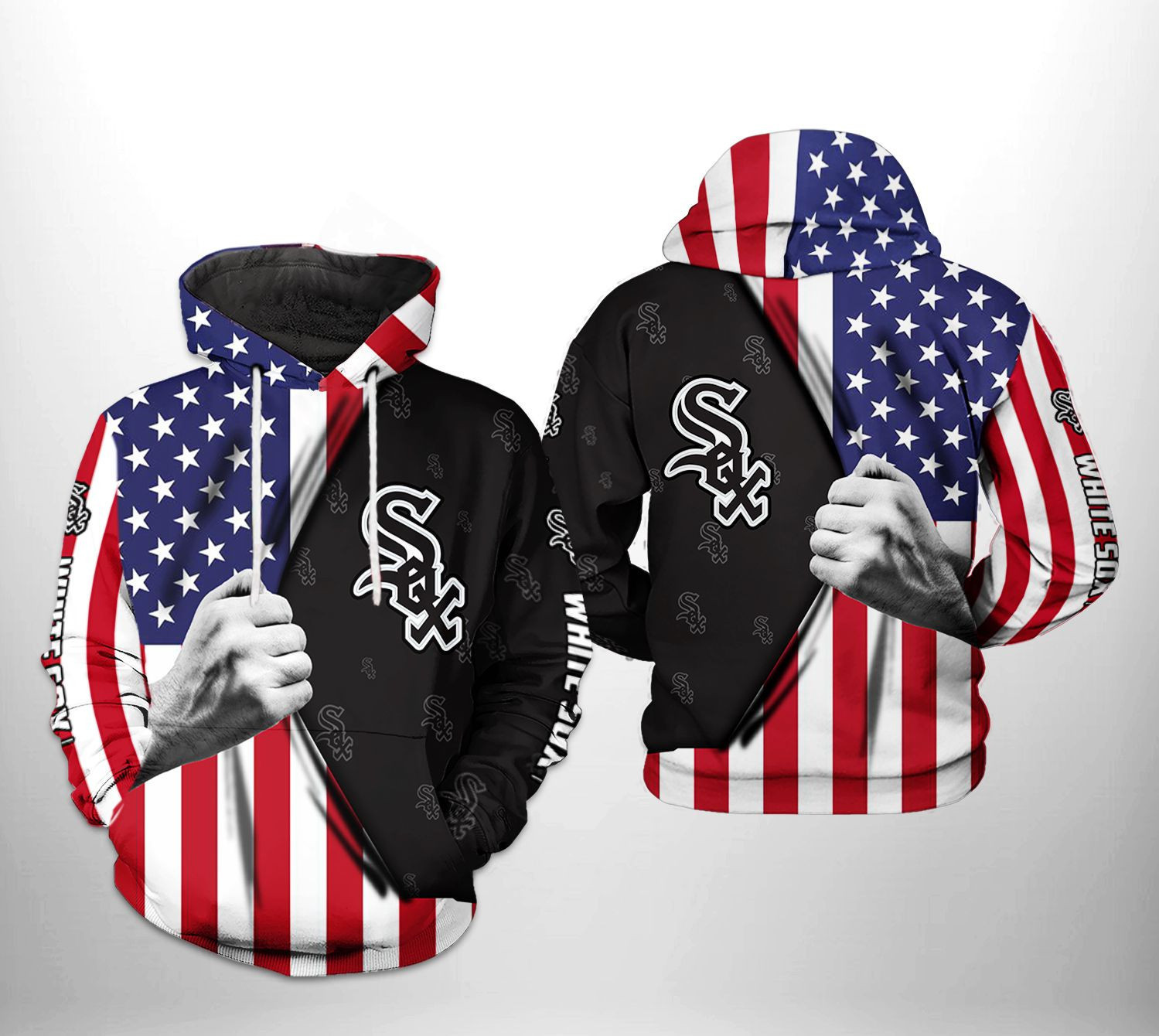 Chicago White Sox MLB US Flag 3D All Over Print Hoodie & Zip Hoodie