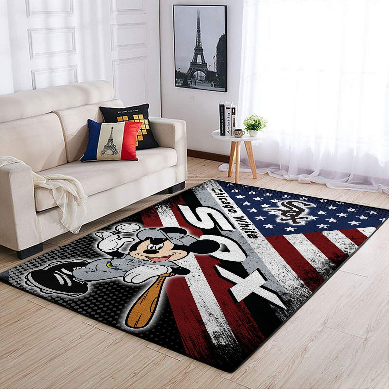 Chicago White Sox Team Logo Mickey Us Rectangle Area Rug – Full Print Carpet For Living Room & Bedroom Home Decor